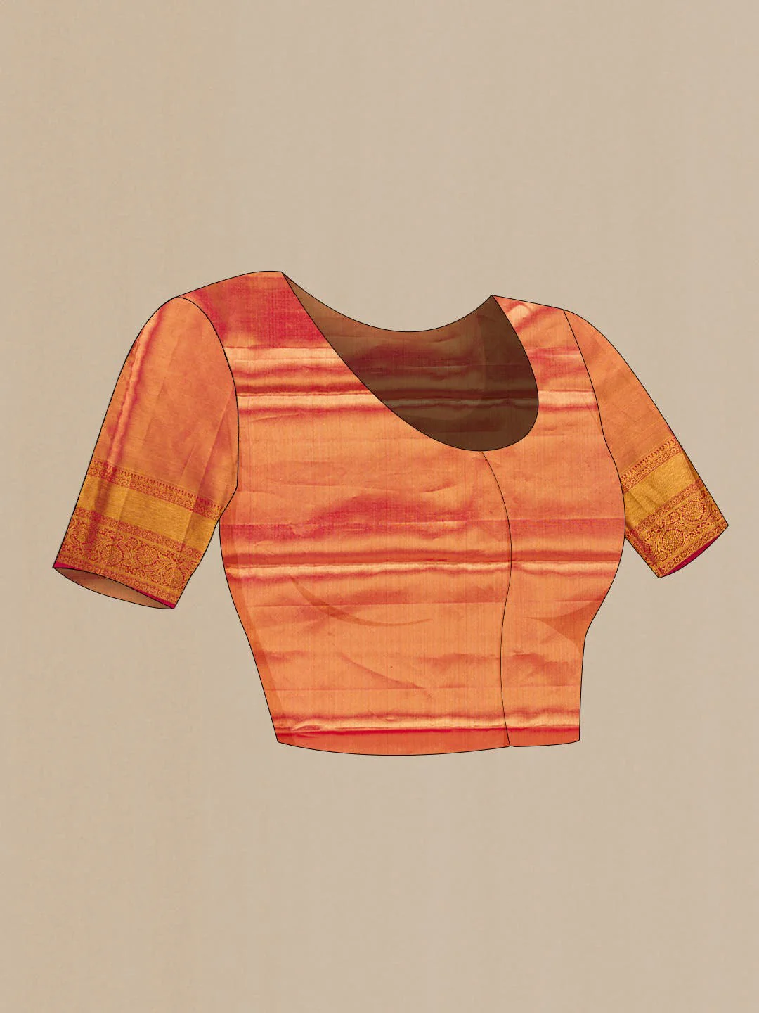Gold Dual Tone Kanjivaram Tissue Silk Saree - Image 6