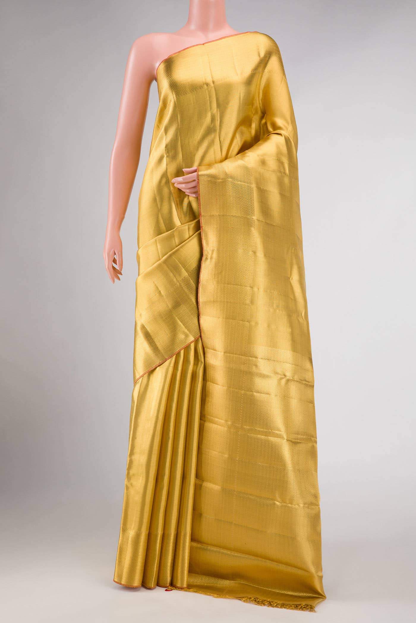 Pure Silk Pure Zari Gold Dual Tone Kanjivaram Tissue Saree