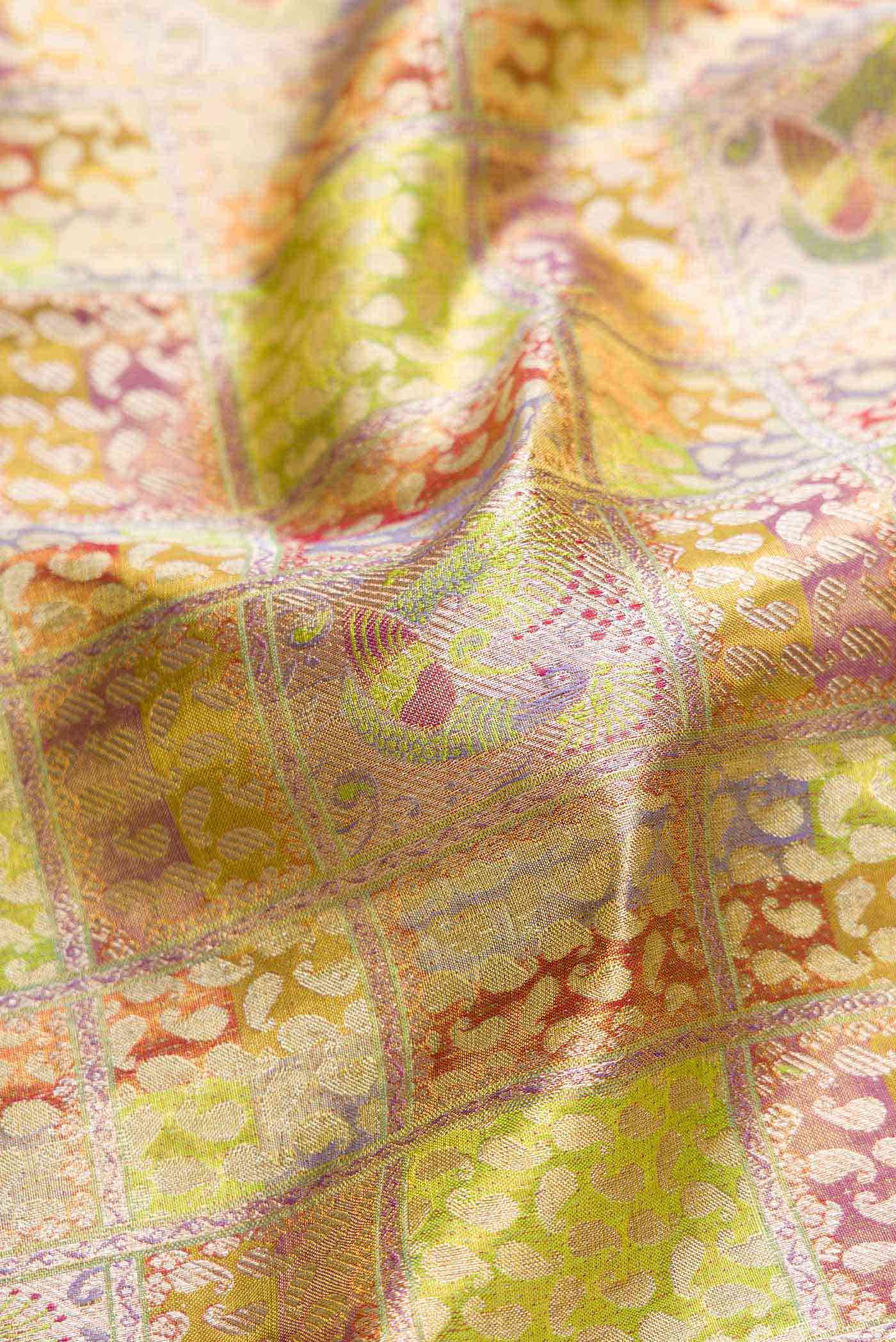 Gold Dual Tone Kanjivaram Tissue Silk Saree - Image 3