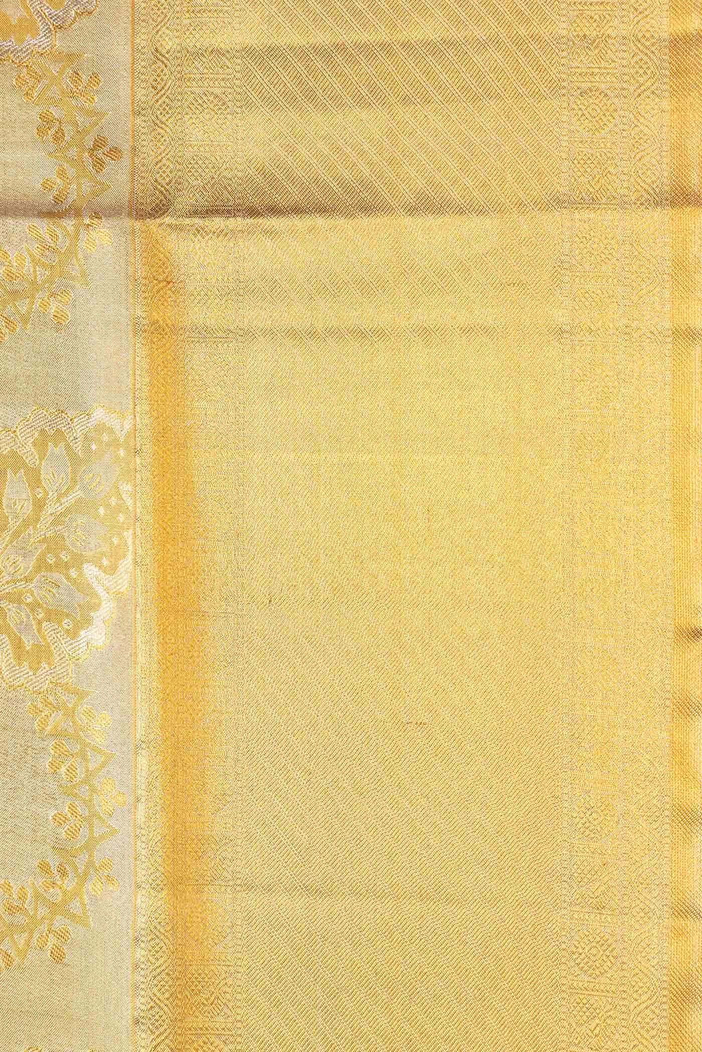 Pure Silk Pure Zari Gold Dual Tone Kanjivaram Tissue Saree - Image 6