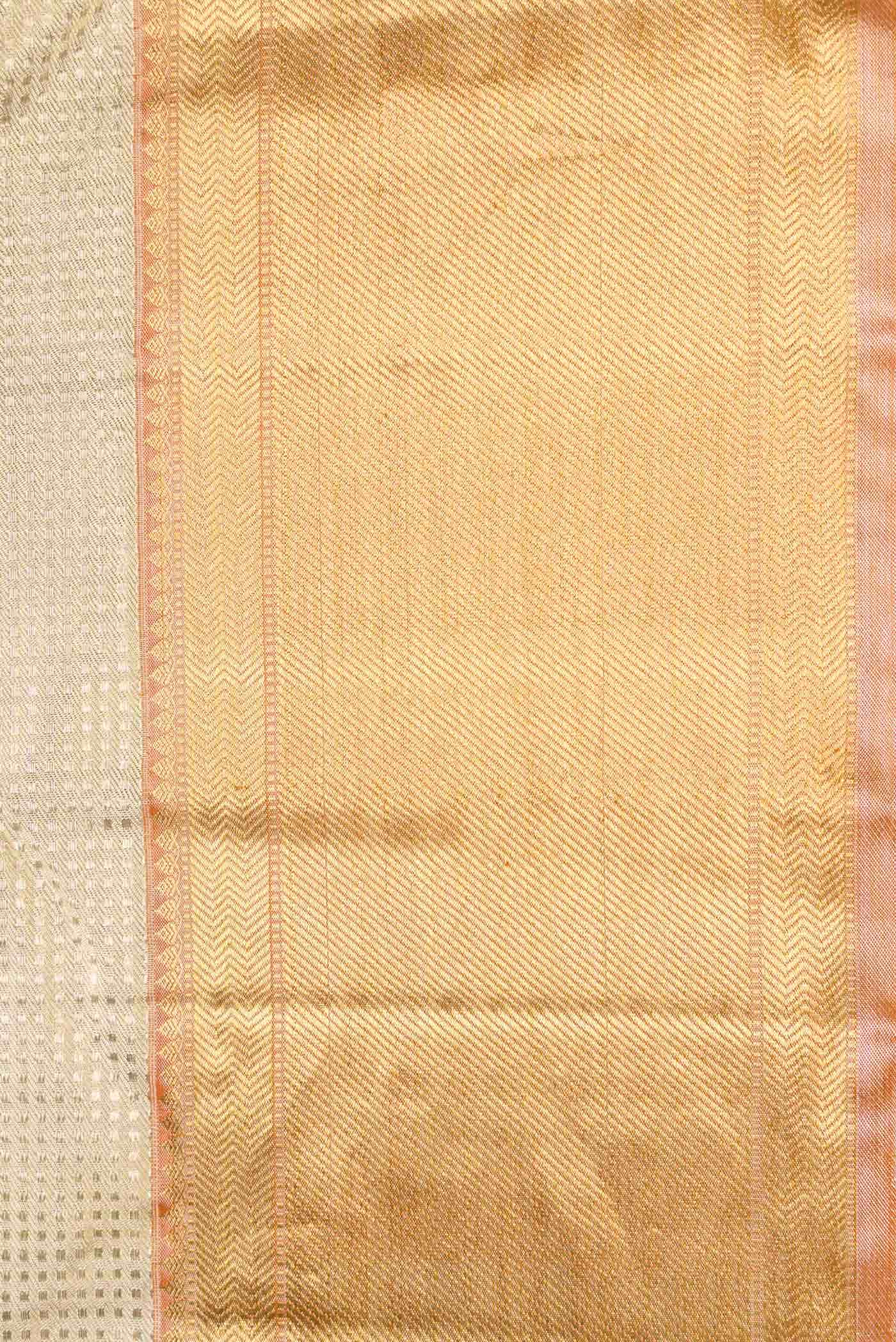 Pure Silk Pure Zari Gold Dual Tone Kanjivaram Tissue Saree - Image 6