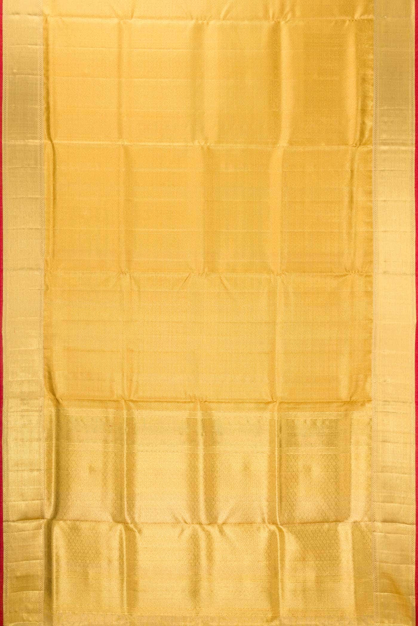 Pure Silk Pure Zari Gold Dual Tone Kanjivaram Tissue Saree - Image 4