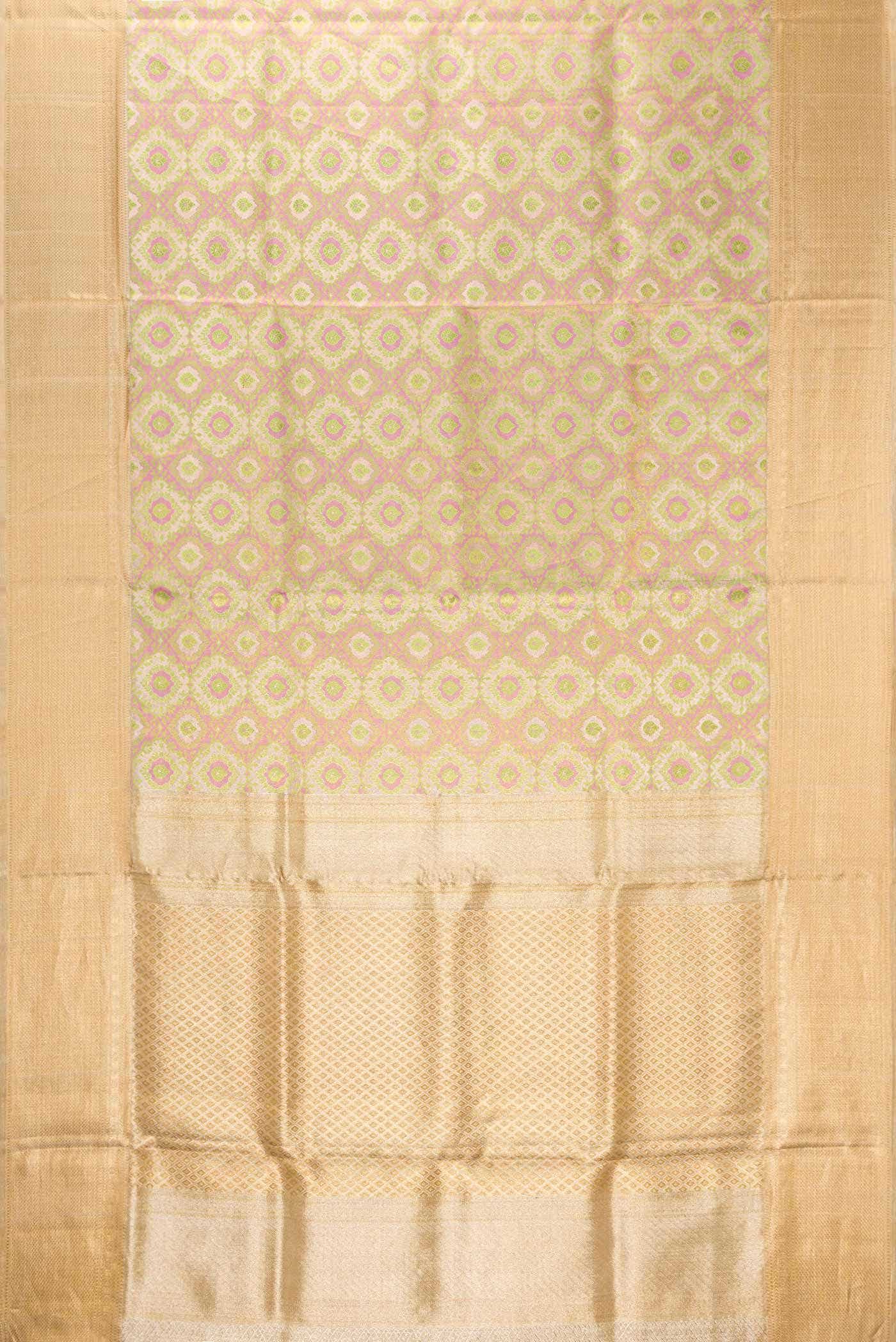 Gold Dual Tone Kanjivaram Tissue Silk Saree - Image 4