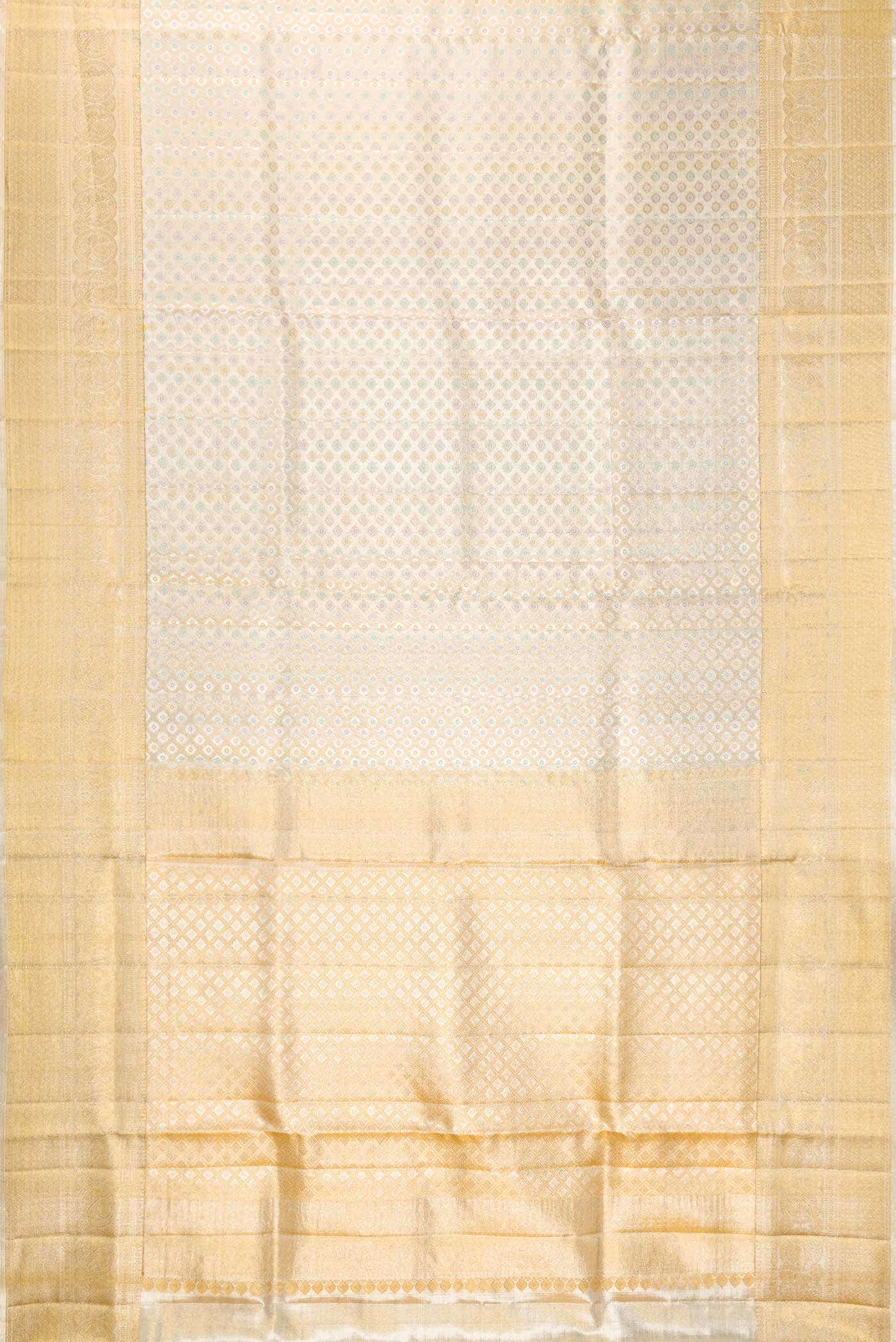 Gold Dual Tone Kanjivaram Tissue Silk Saree - Image 4