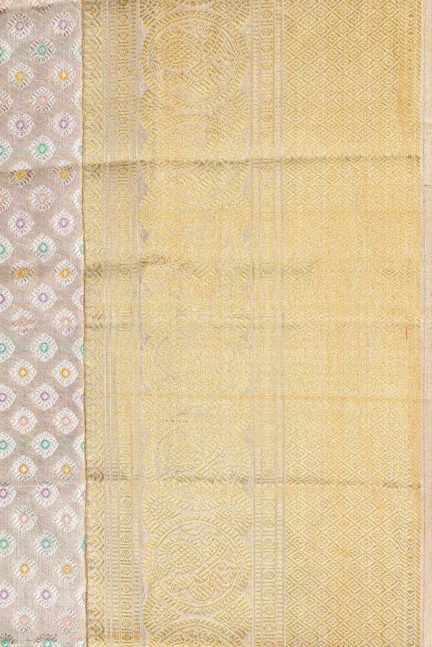 Gold Dual Tone Kanjivaram Tissue Silk Saree - Image 6