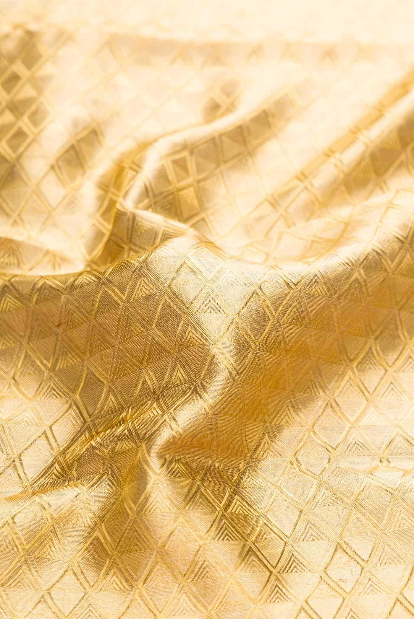 Pure Silk Pure Zari Gold Dual Tone Kanjivaram Tissue Saree - Image 3
