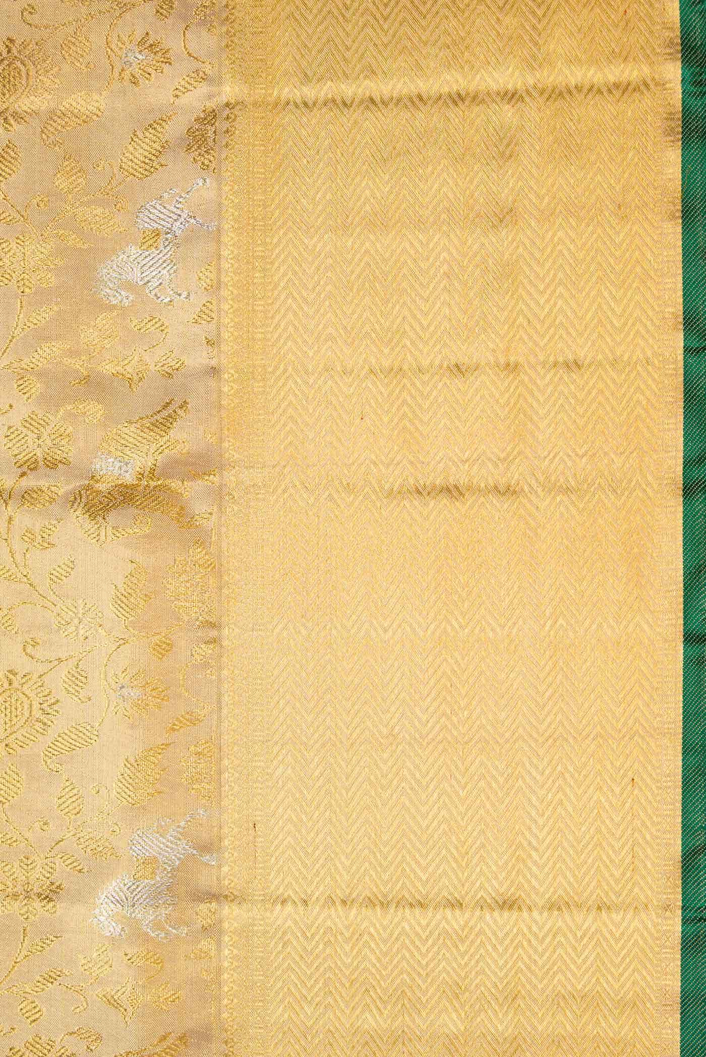Pure Silk Pure Zari Gold Dual Tone Kanjivaram Tissue Saree - Image 6