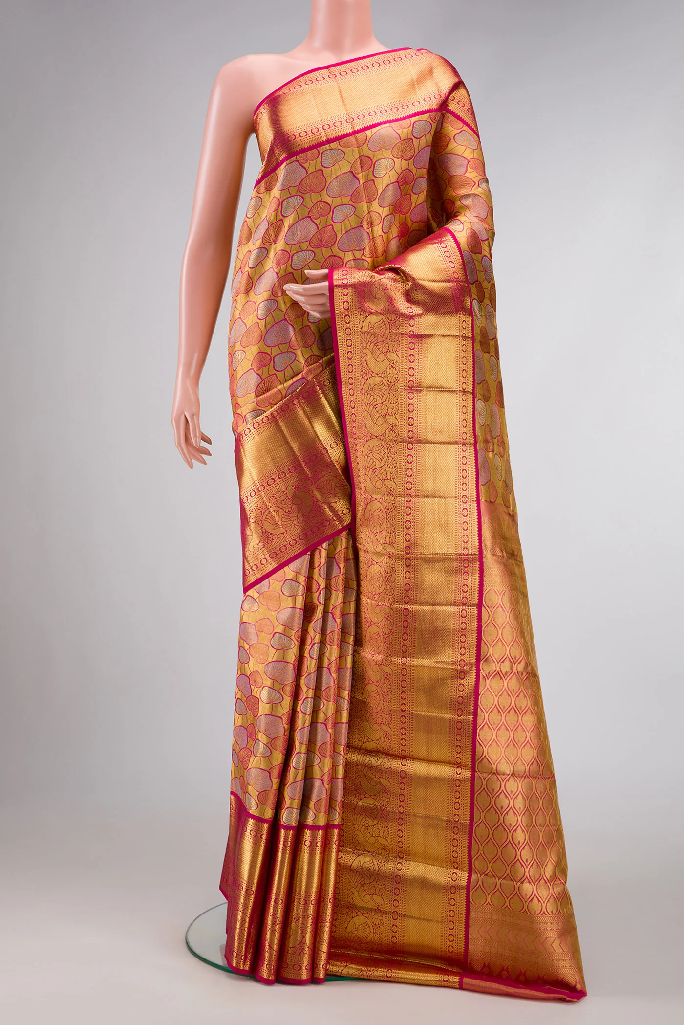 Gold Dual Tone Kanchipuram Tissue Silk Saree