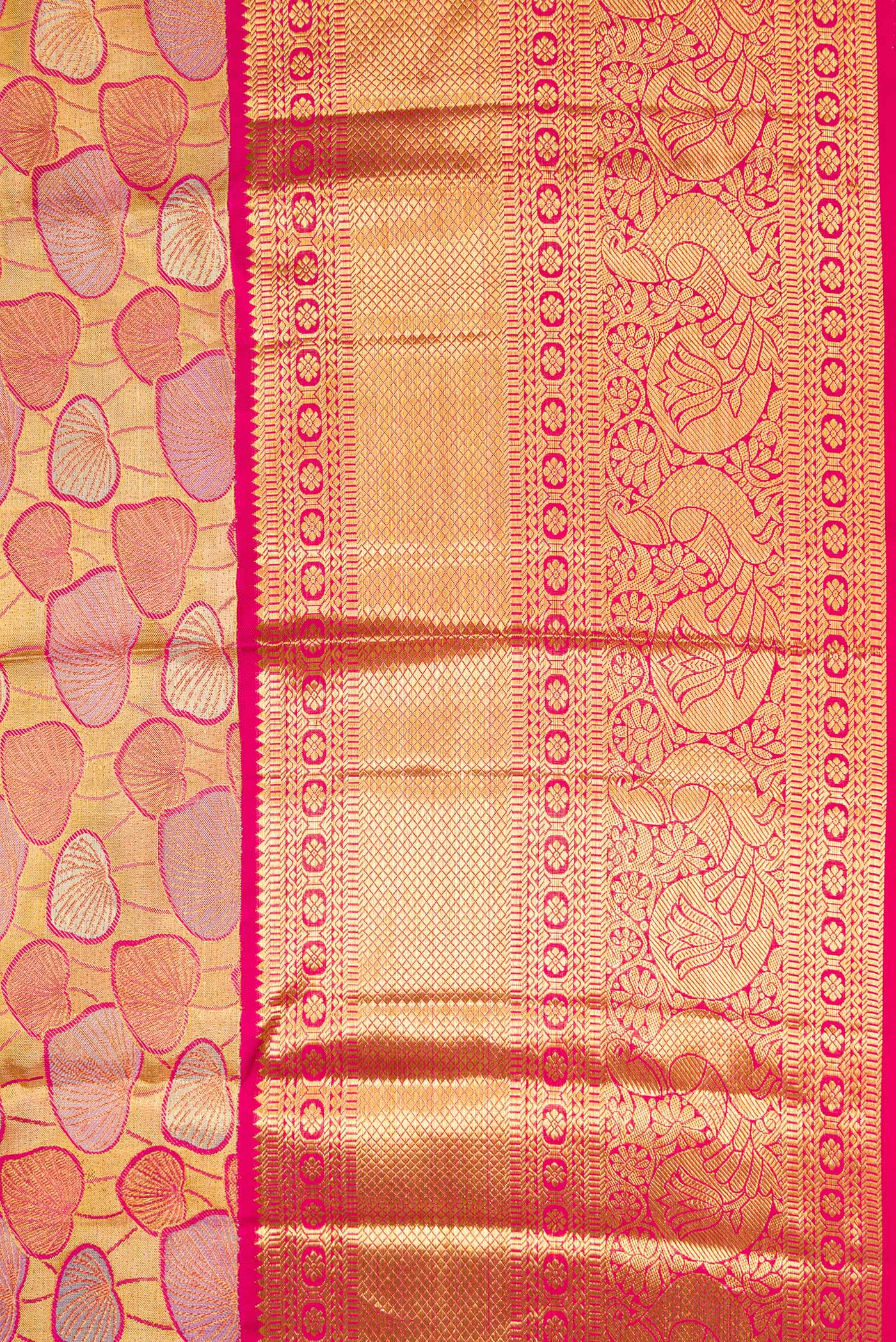 Gold Dual Tone Kanchipuram Tissue Silk Saree - Image 3