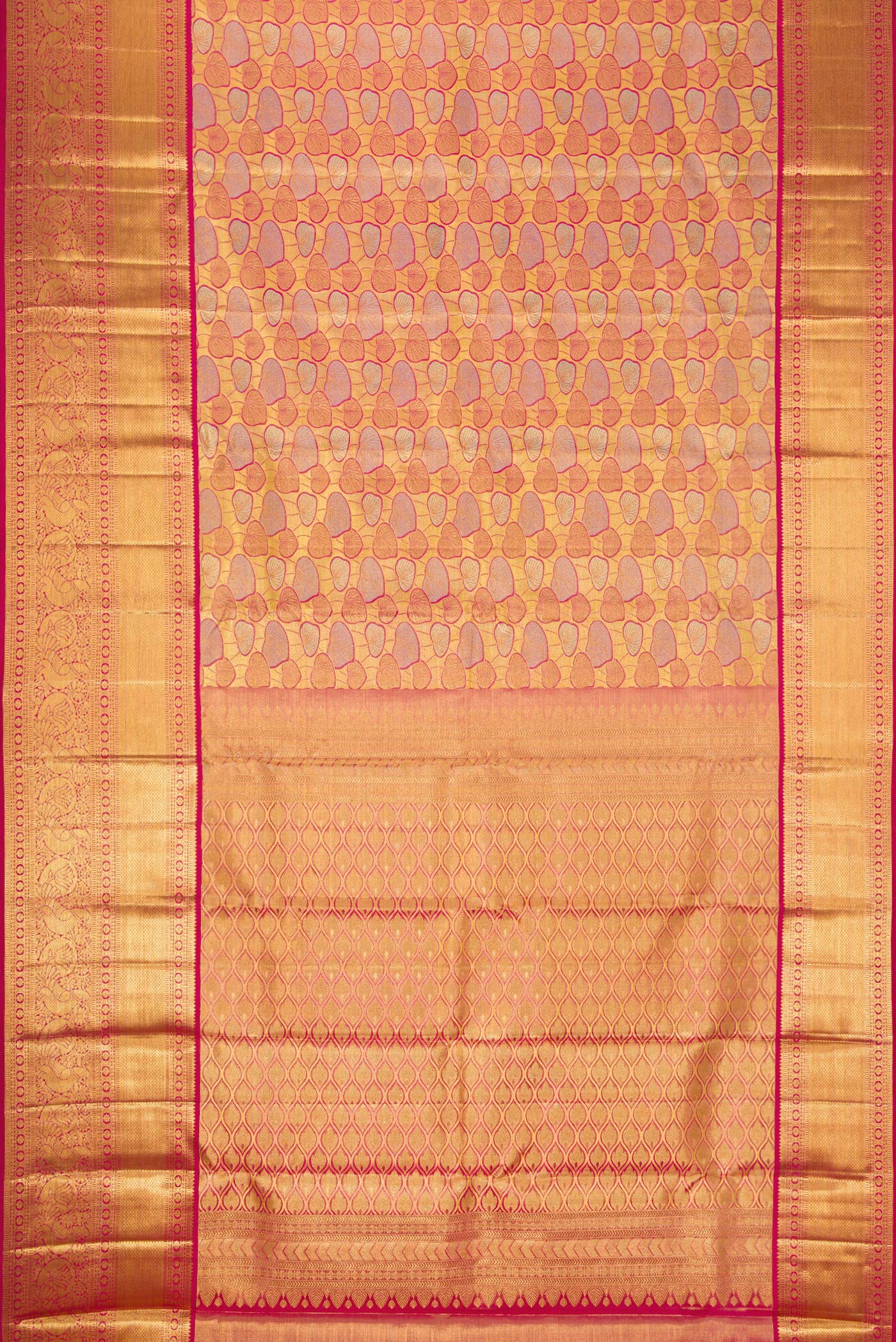 Gold Dual Tone Kanchipuram Tissue Silk Saree - Image 6
