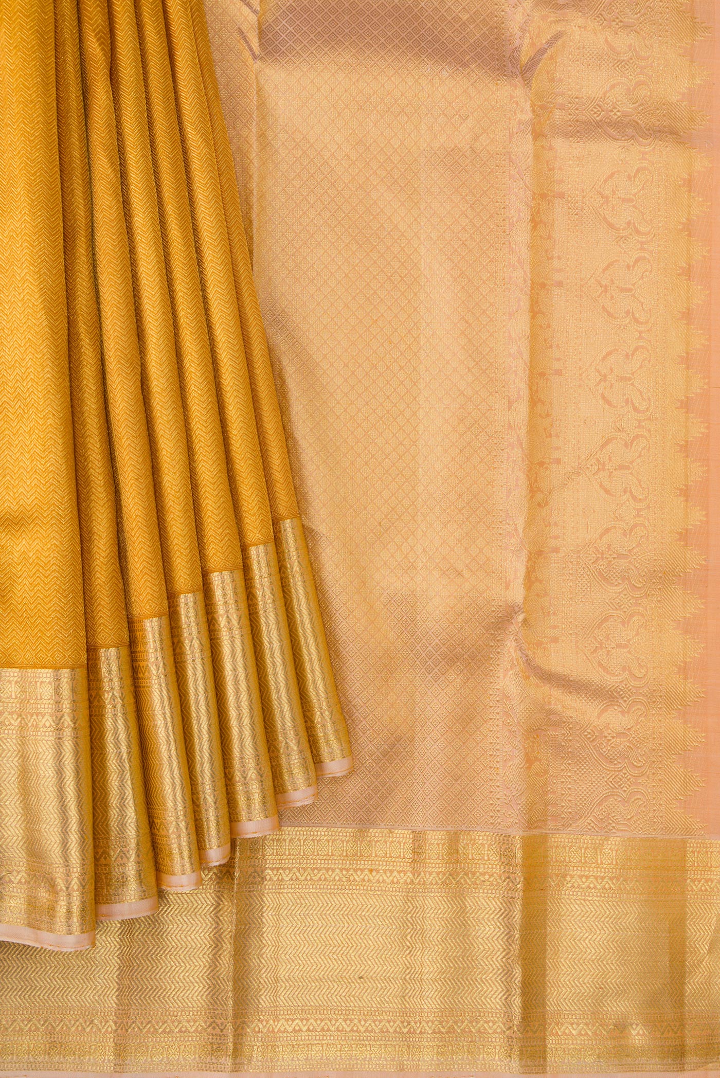 Yellow Kanjivaram Silk Saree - Image 4