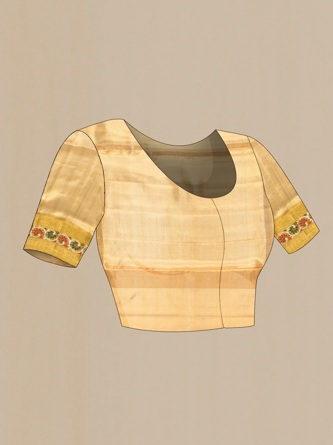 Gold Dual Tone Kanjivaram Tissue Silk Saree - Image 5
