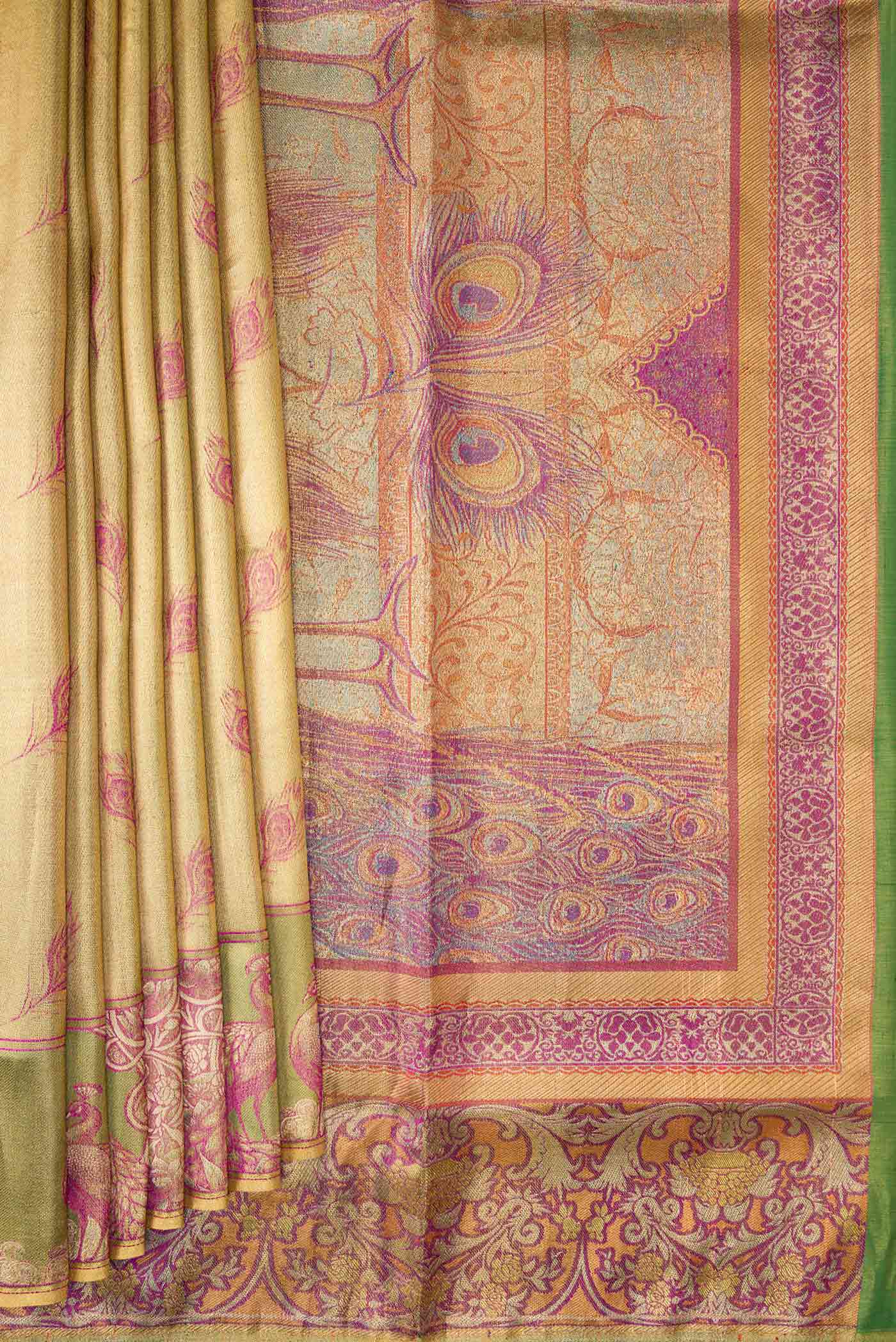 Gold Kanjivaram Tissue Silk Saree - Image 4