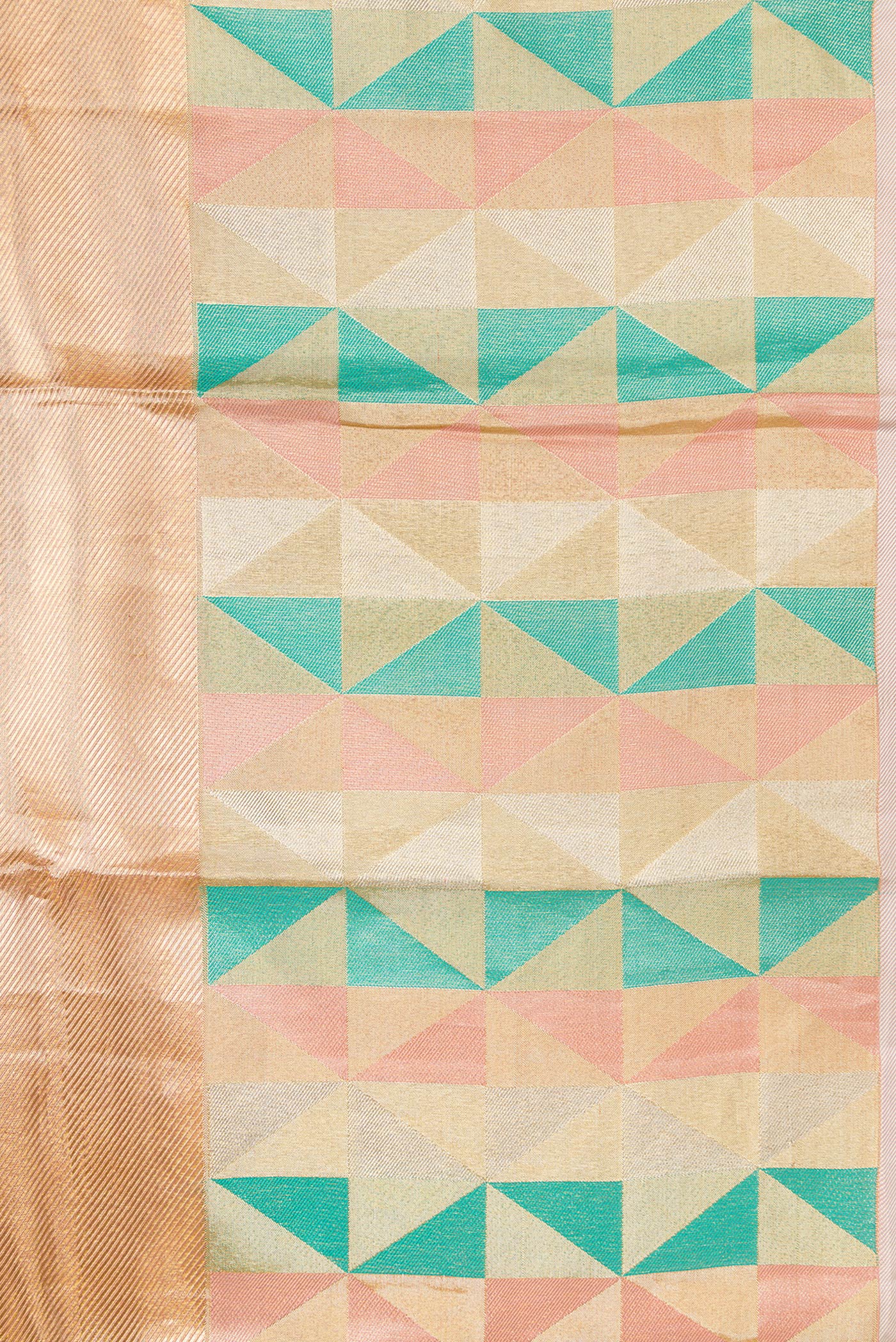 Gold Dual Tone Kanjivaram Tissue Silk Saree - Image 3