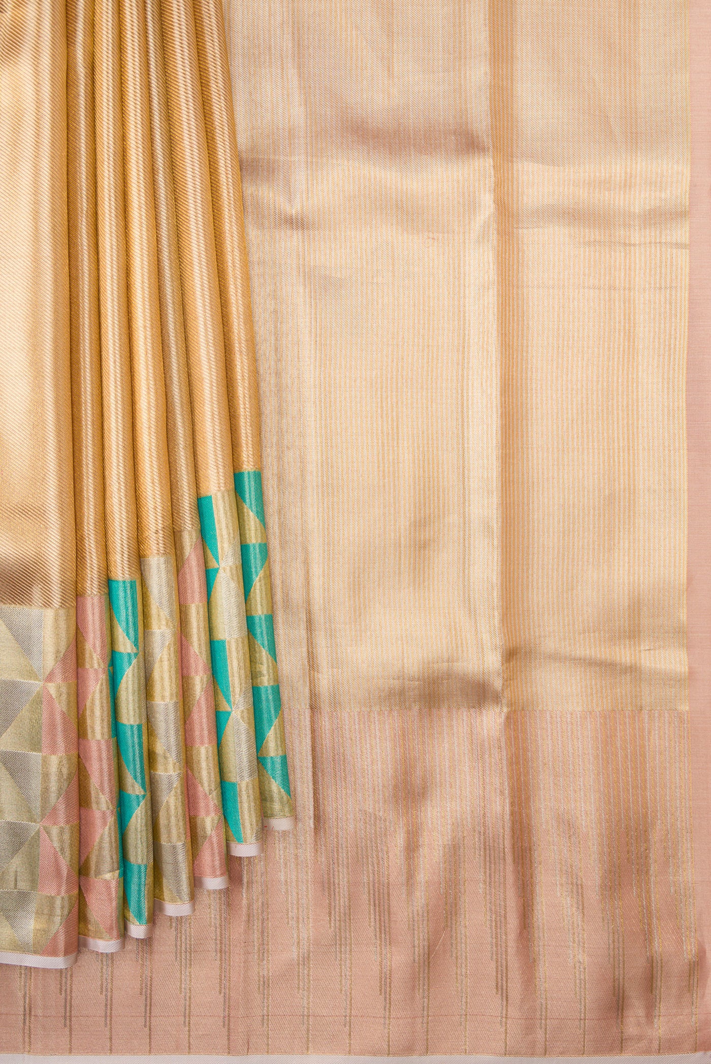 Gold Dual Tone Kanjivaram Tissue Silk Saree - Image 4