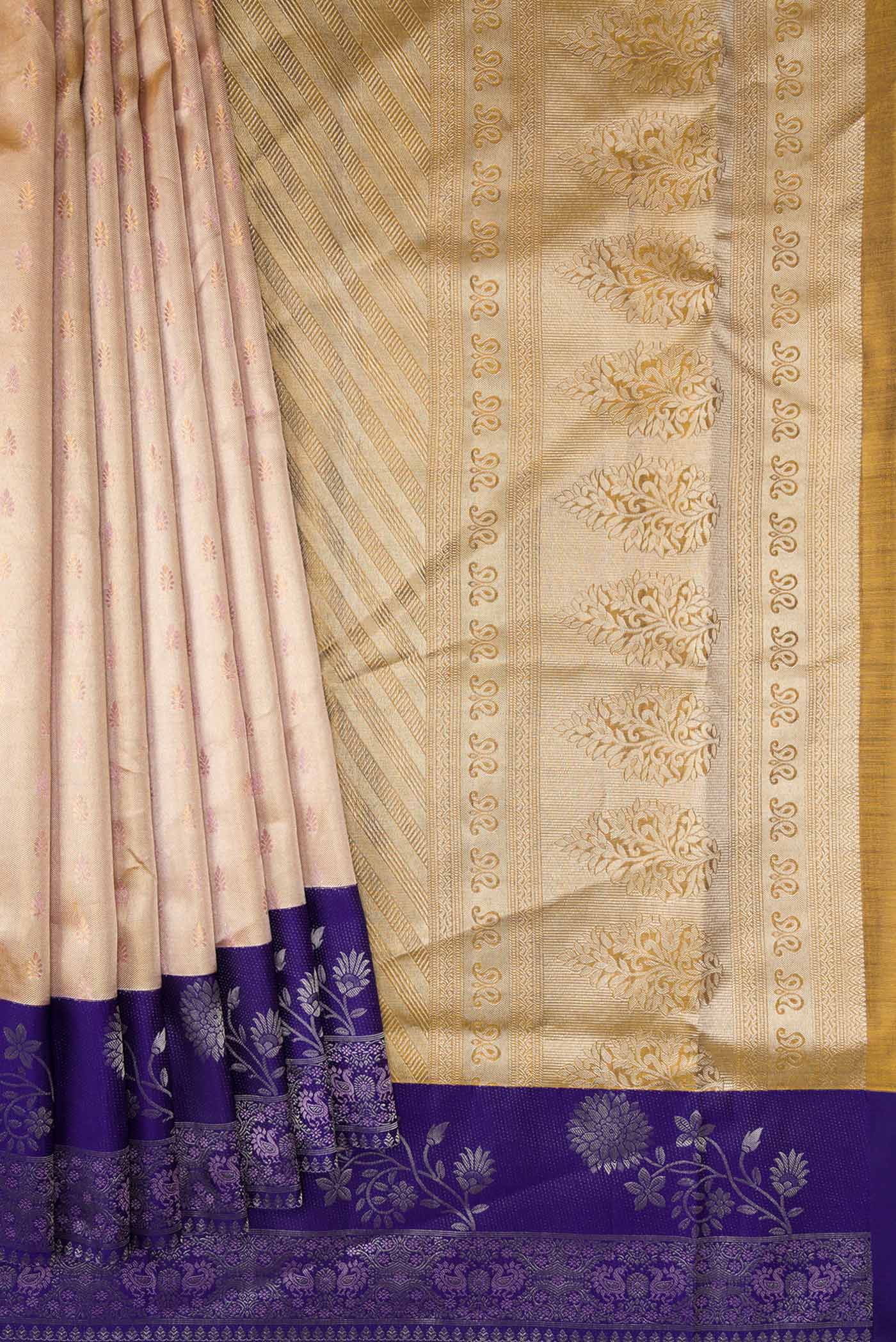 Gold Dual Tone Kanjivaram Tissue Silk Saree - Image 4