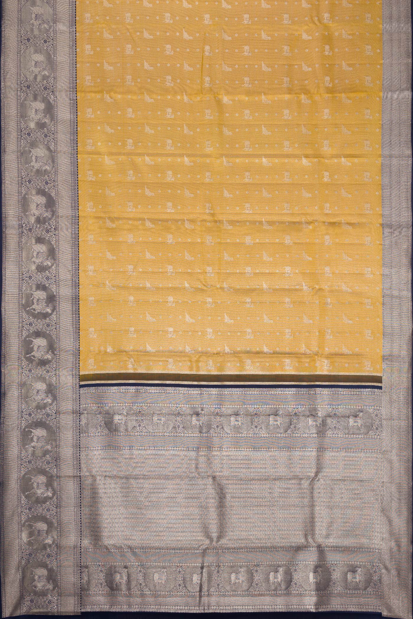 Mehandi Green Dual Tone Kanjivaram Tissue Silk Saree - Image 6