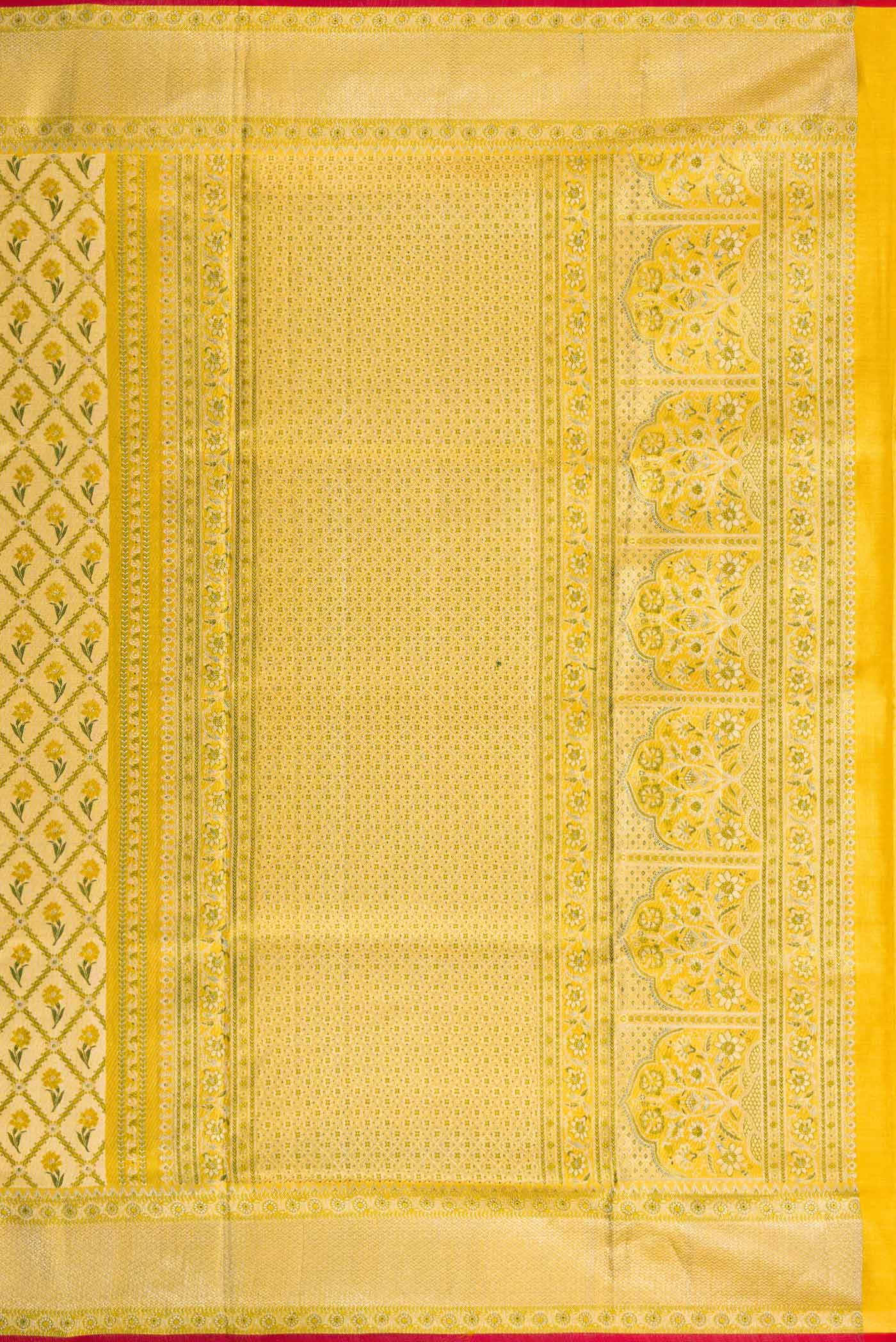 Gold Dual Tone Kanjivaram Tissue Silk Saree - Image 7