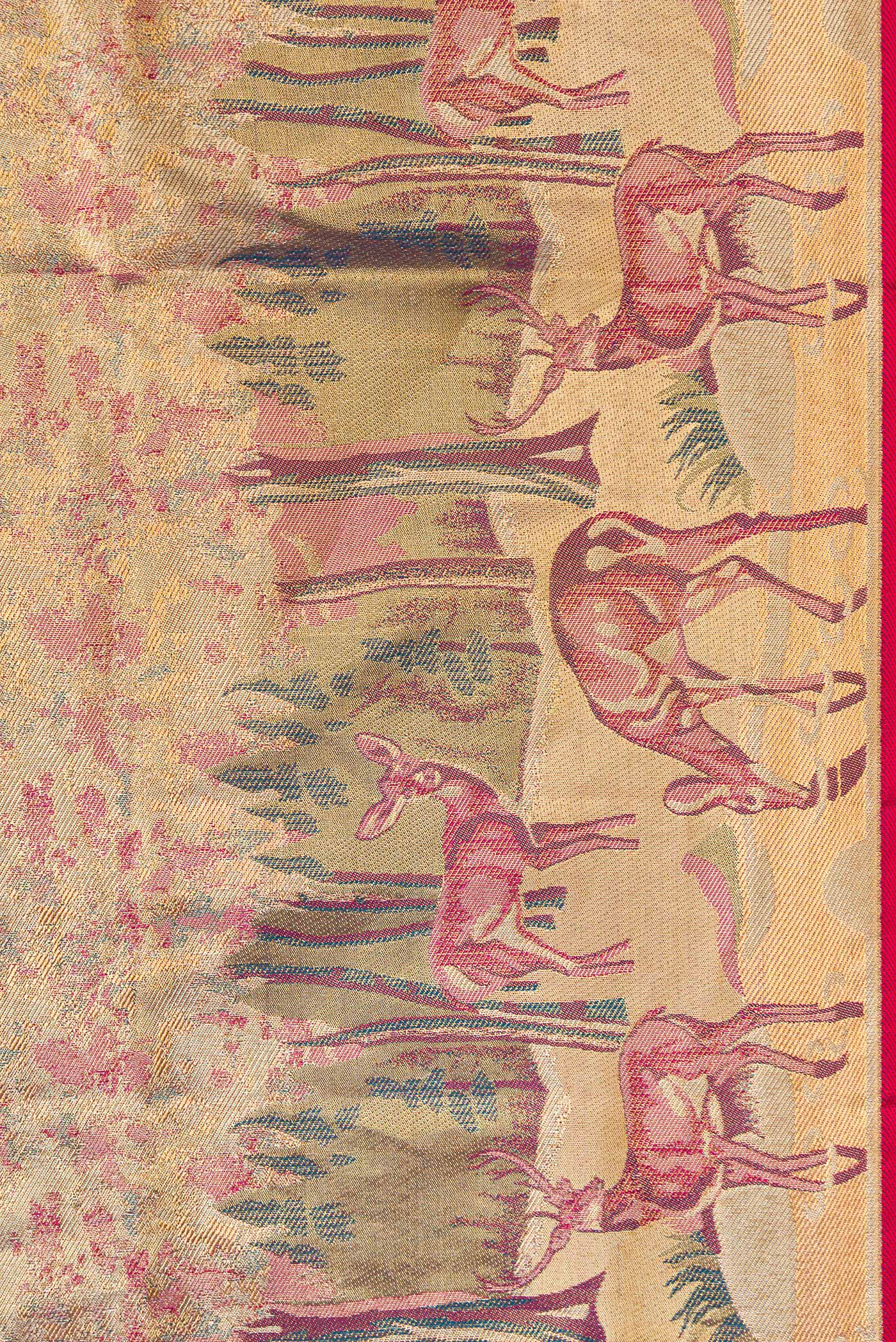 Gold with Pink Color Kanjivaram Tissue Silk Saree - Image 3