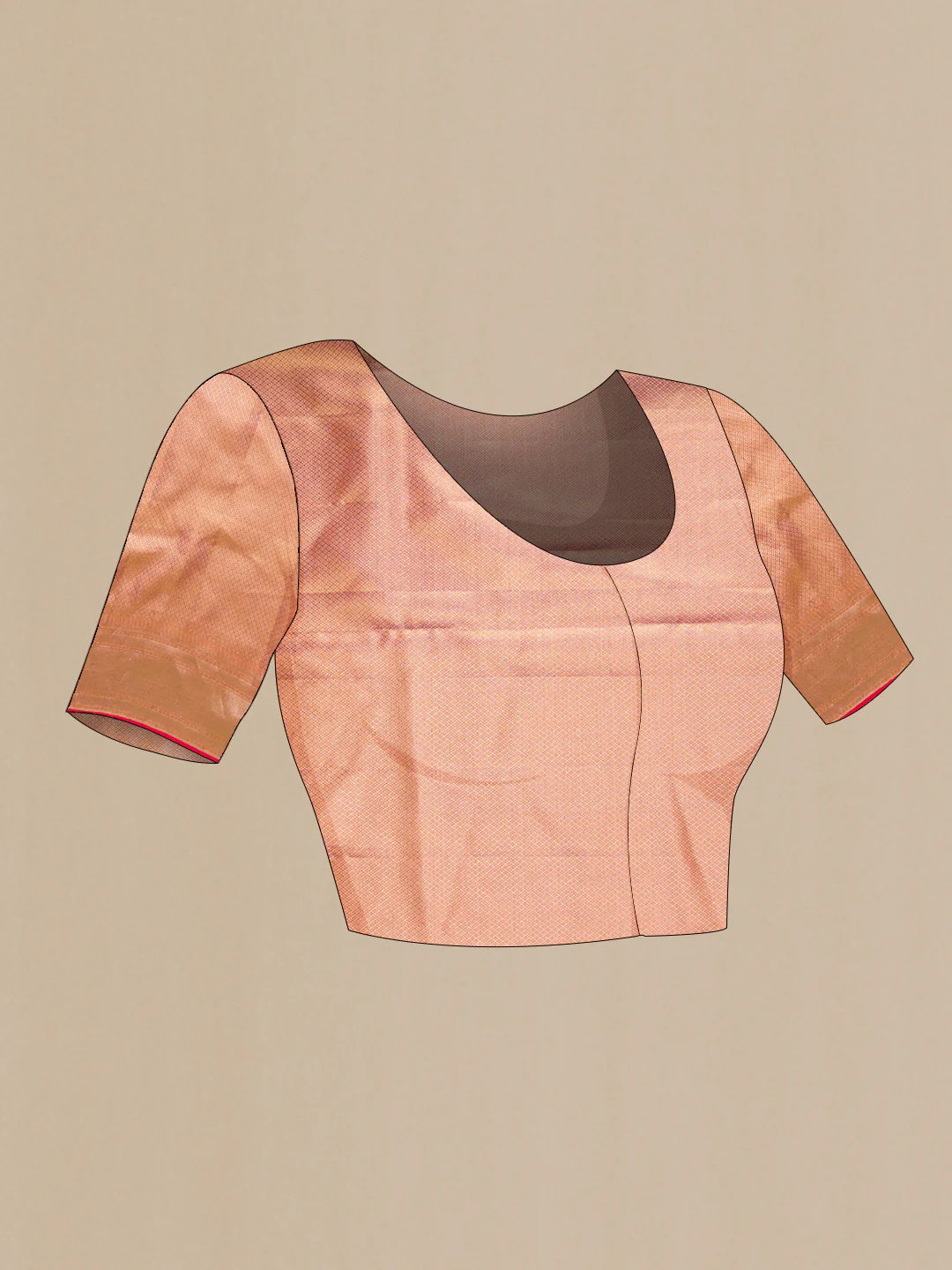 Gold with Pink Color Kanjivaram Tissue Silk Saree - Image 5