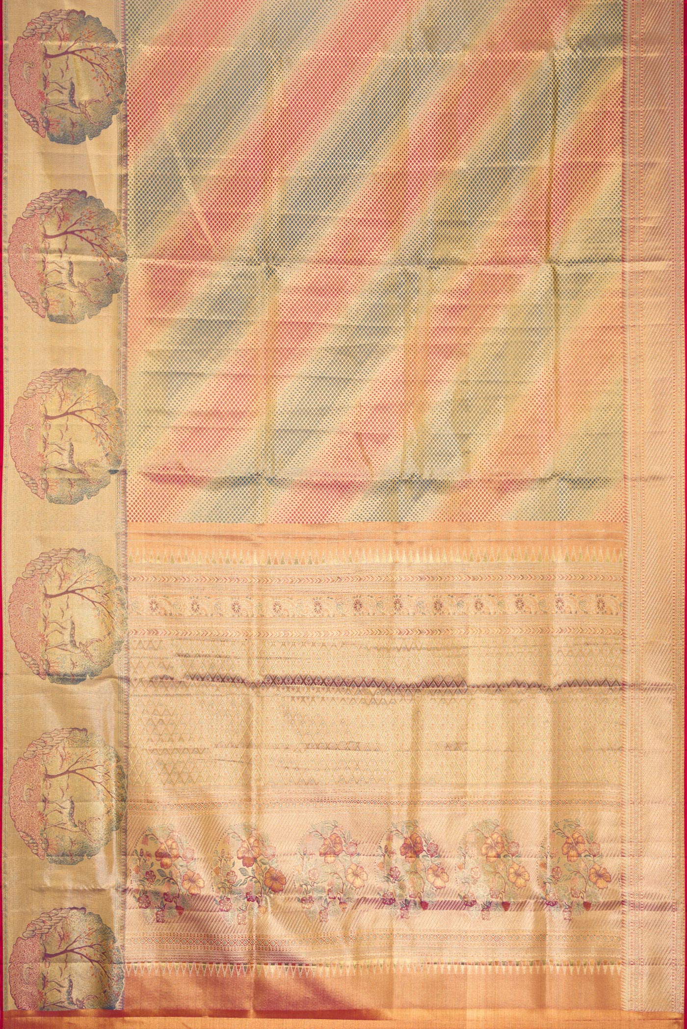 Multi Color Kanjivaram Tissue Silk Saree - Image 6