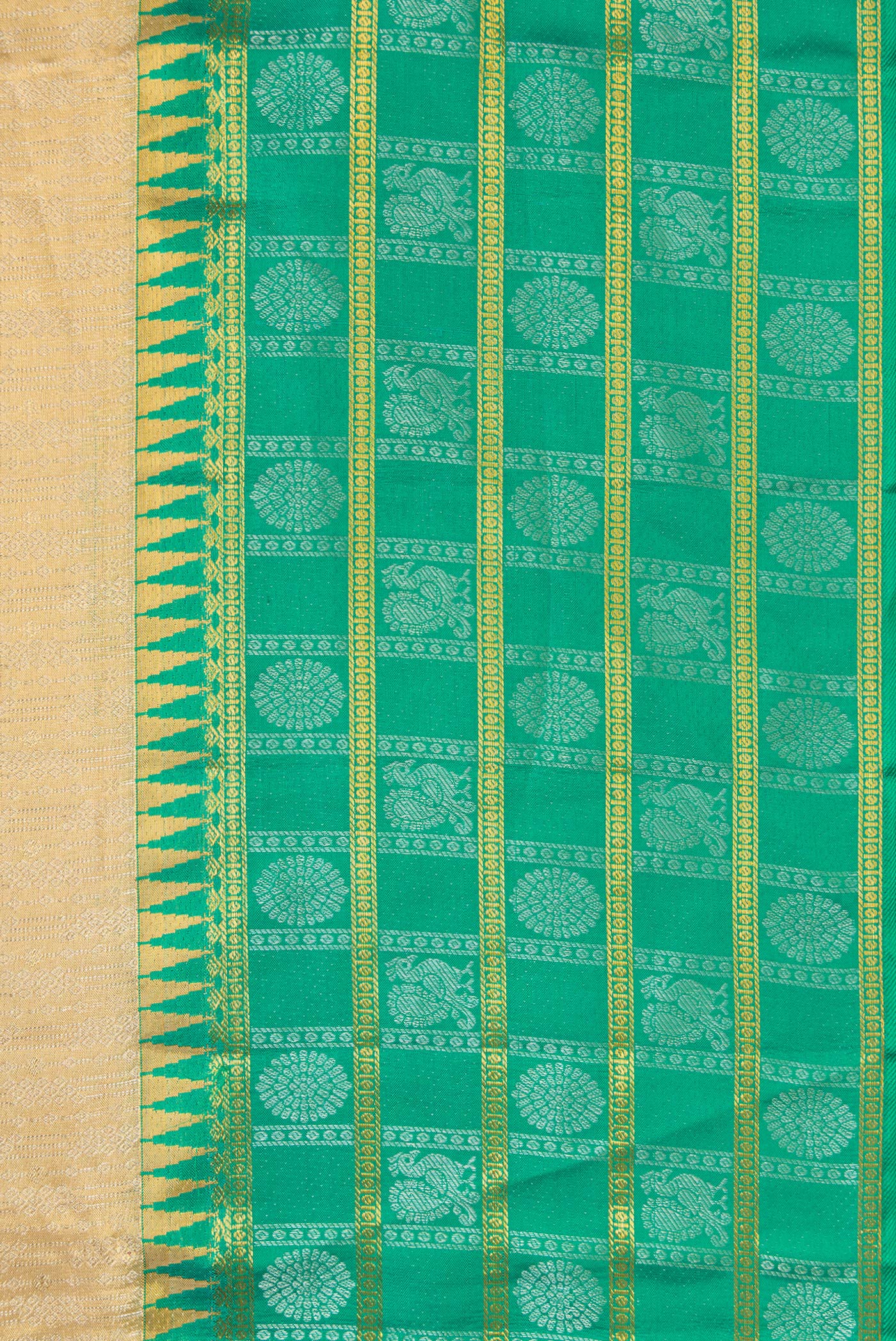 Gold Dual Tone Kanjivaram Tissue Silk Saree - Image 3