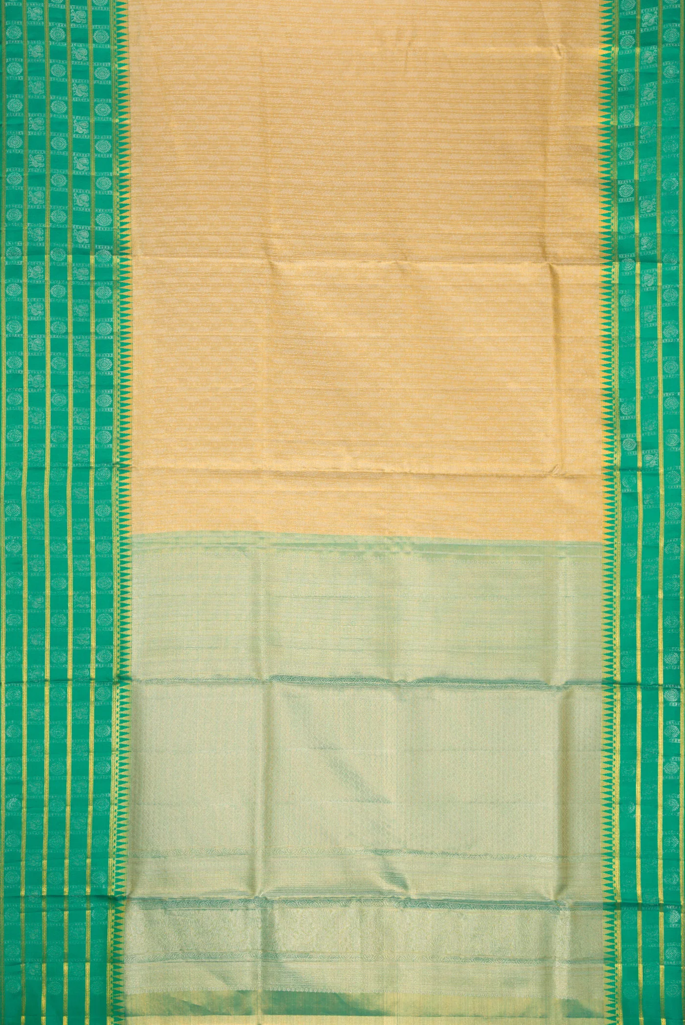 Gold Dual Tone Kanjivaram Tissue Silk Saree - Image 6