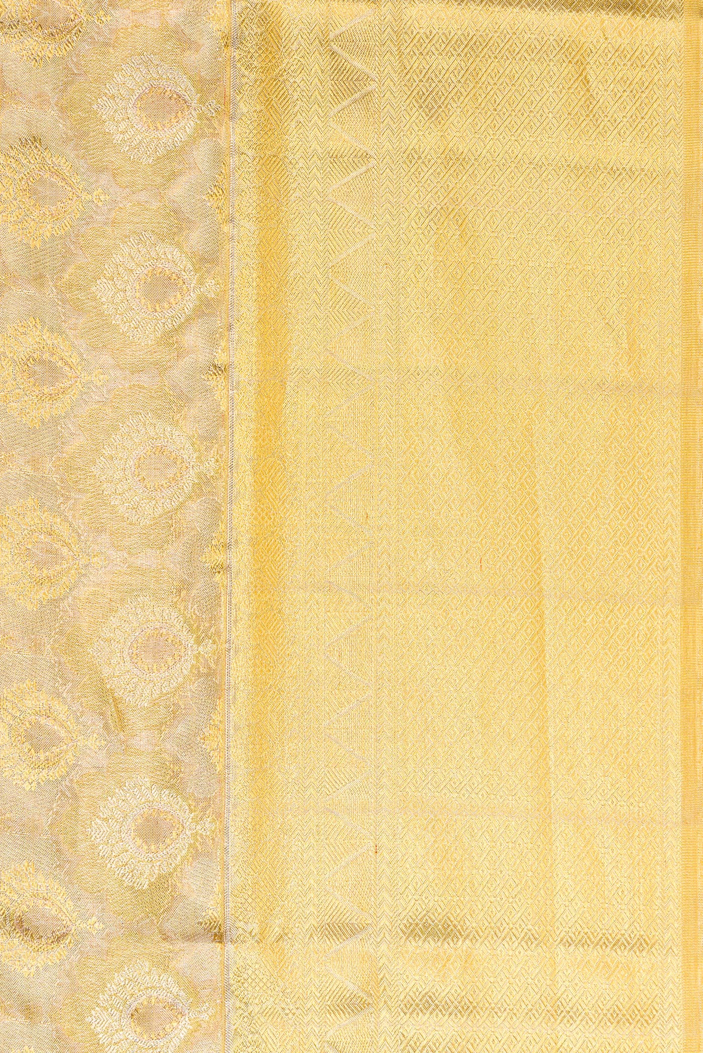 Gold Dual Tone Kanjivaram Tissue Silk Saree - Image 3