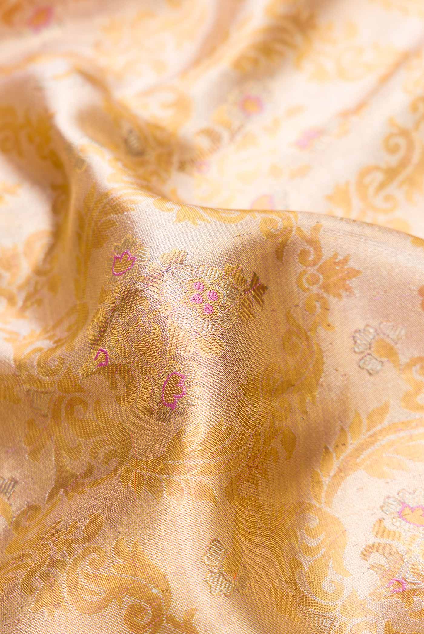 Gold Dual Tone Kanjivaram Tissue Silk Saree - Image 2