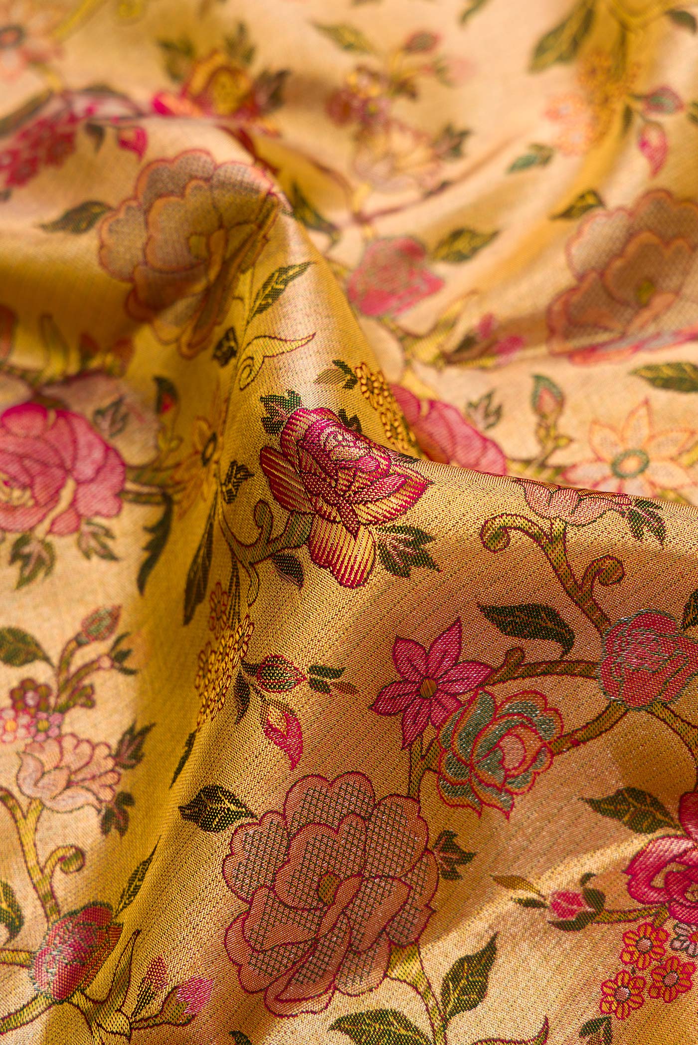 Gold Dual Tone Kanjivaram Tissue Silk Saree - Image 2