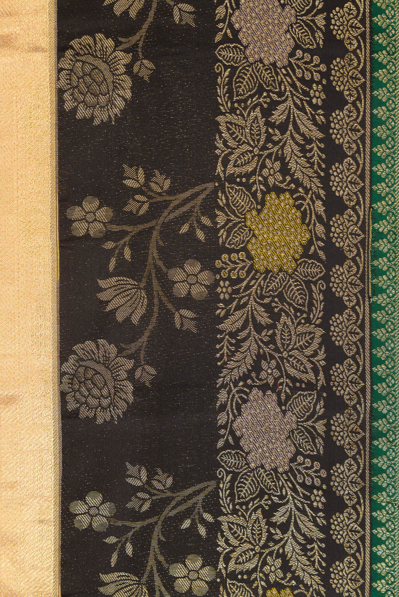 Gold Dual Tone Kanjivaram Tissue Silk Saree - Image 3