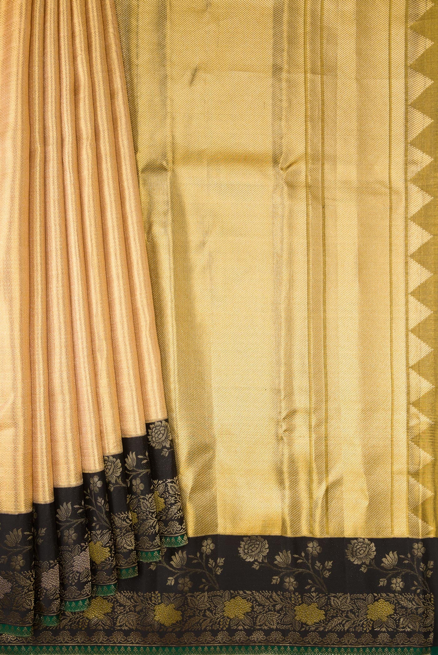 Gold Dual Tone Kanjivaram Tissue Silk Saree - Image 4
