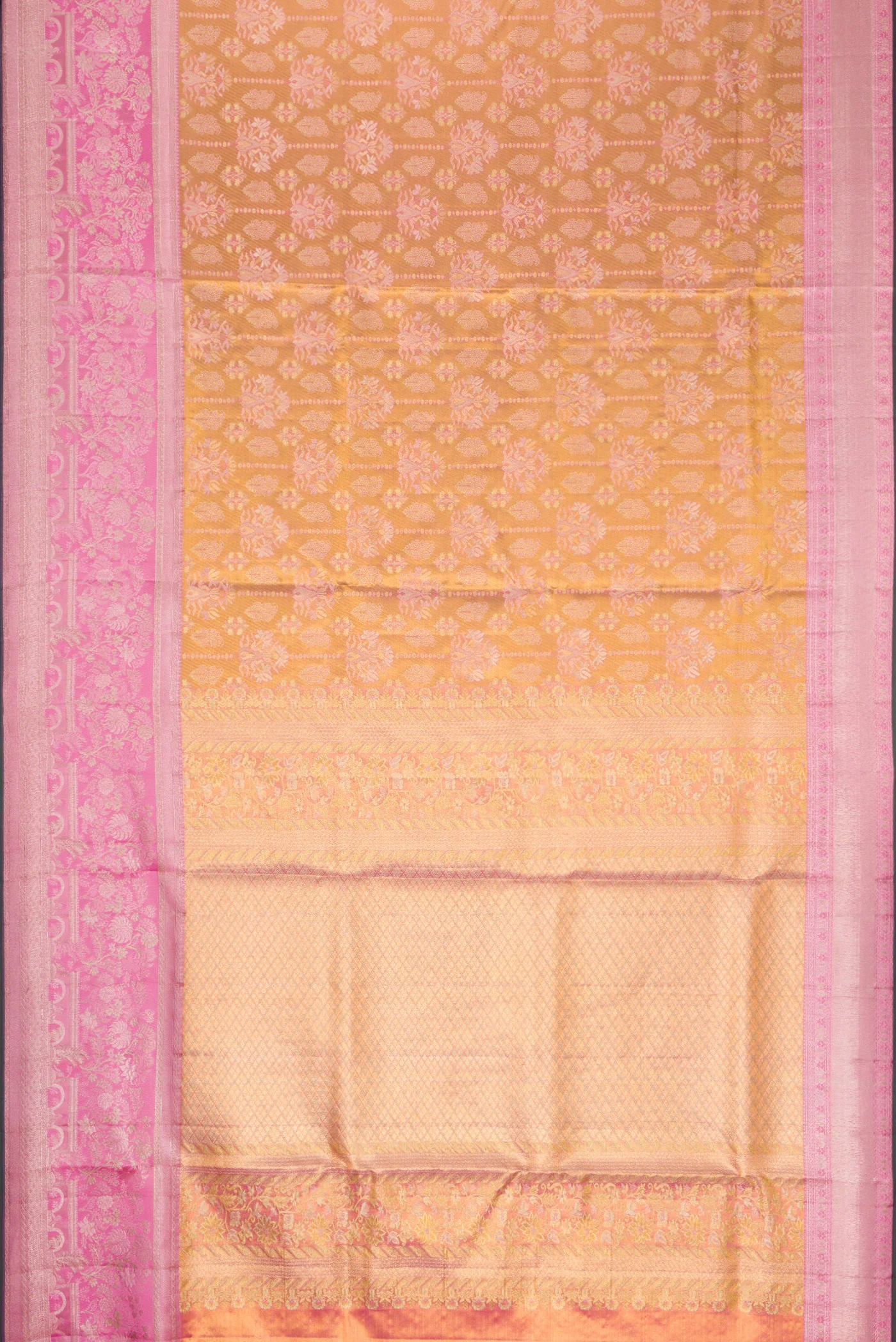 Gold Dual Tone Kanjivaram Tissue Silk Saree - Image 6