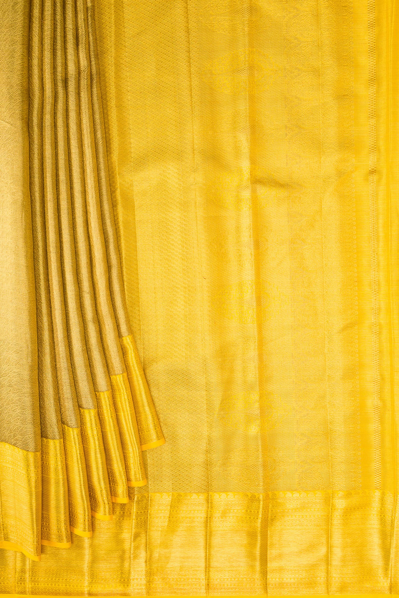 Gold Dual Tone Kanjivaram Tissue Silk Saree - Image 4