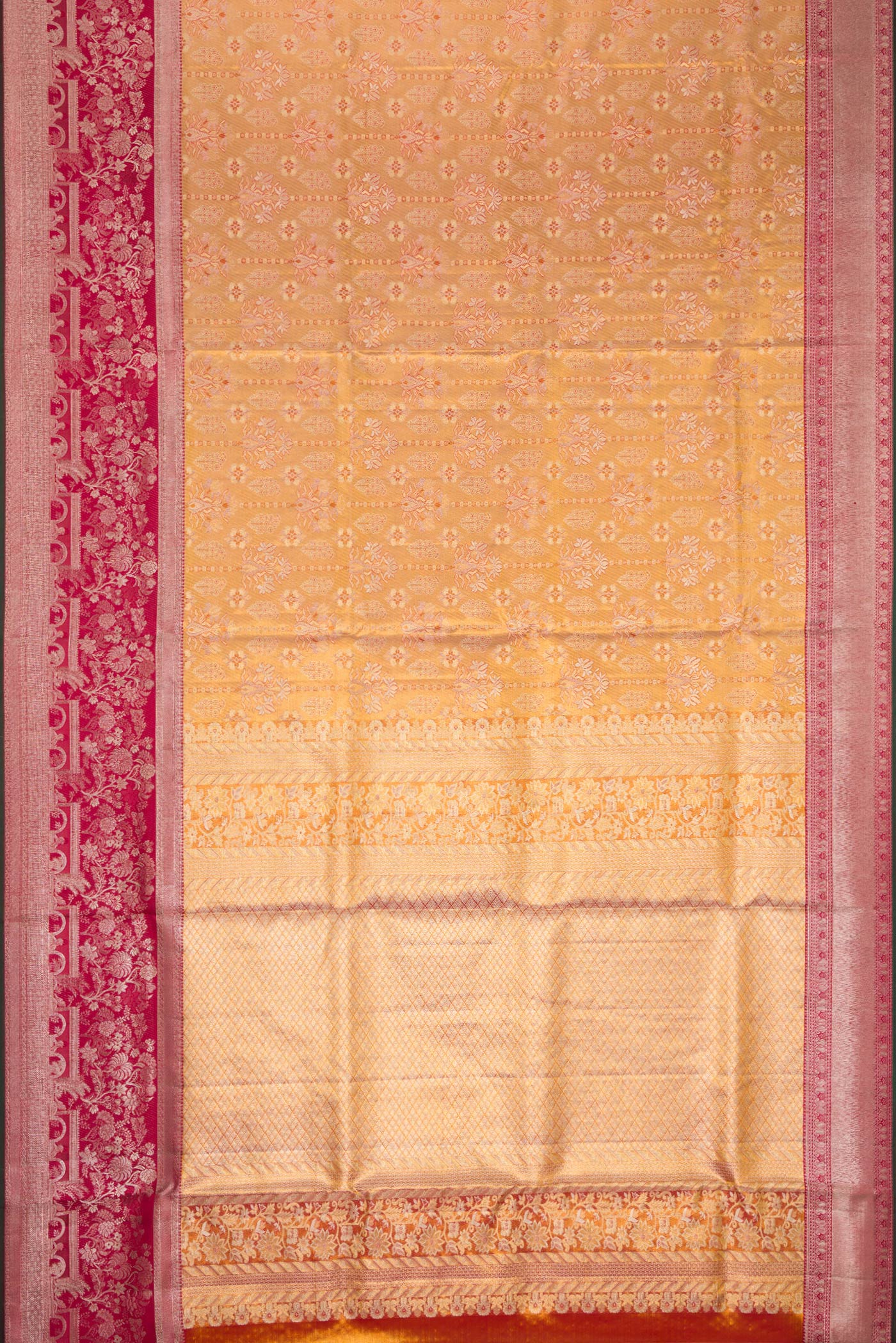 Gold Dual Tone Kanjivaram Tissue Silk Saree - Image 6