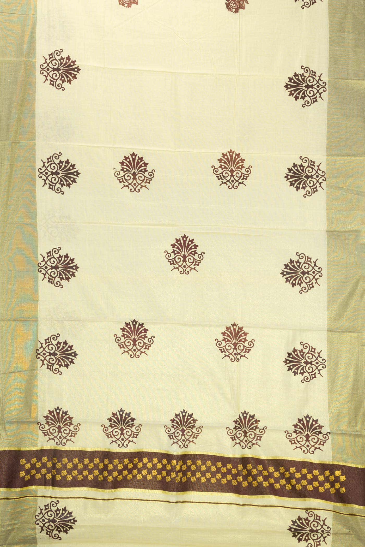 Gold Dual Tone Kerala Cotton Saree - Image 2