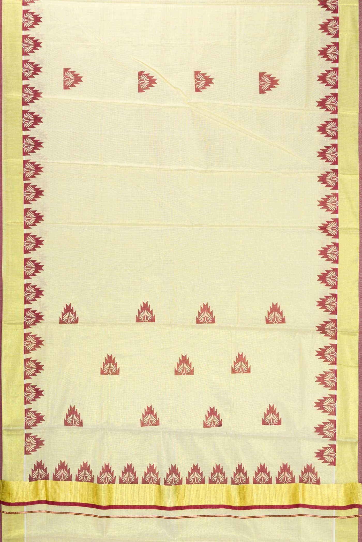 Gold Dual Tone Kerala Cotton Saree - Image 2