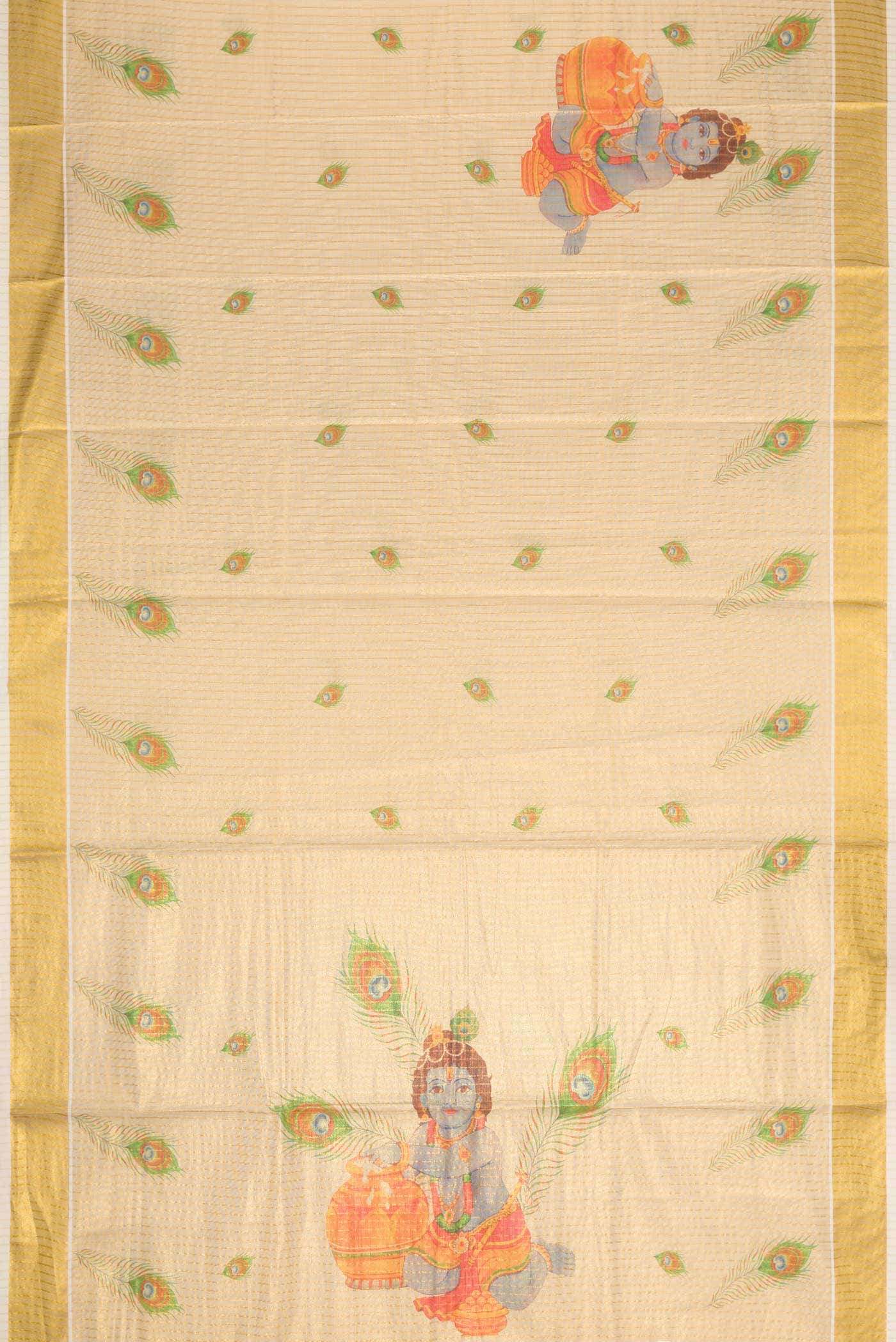 Gold Dual Tone Kerala Cotton Saree - Image 2