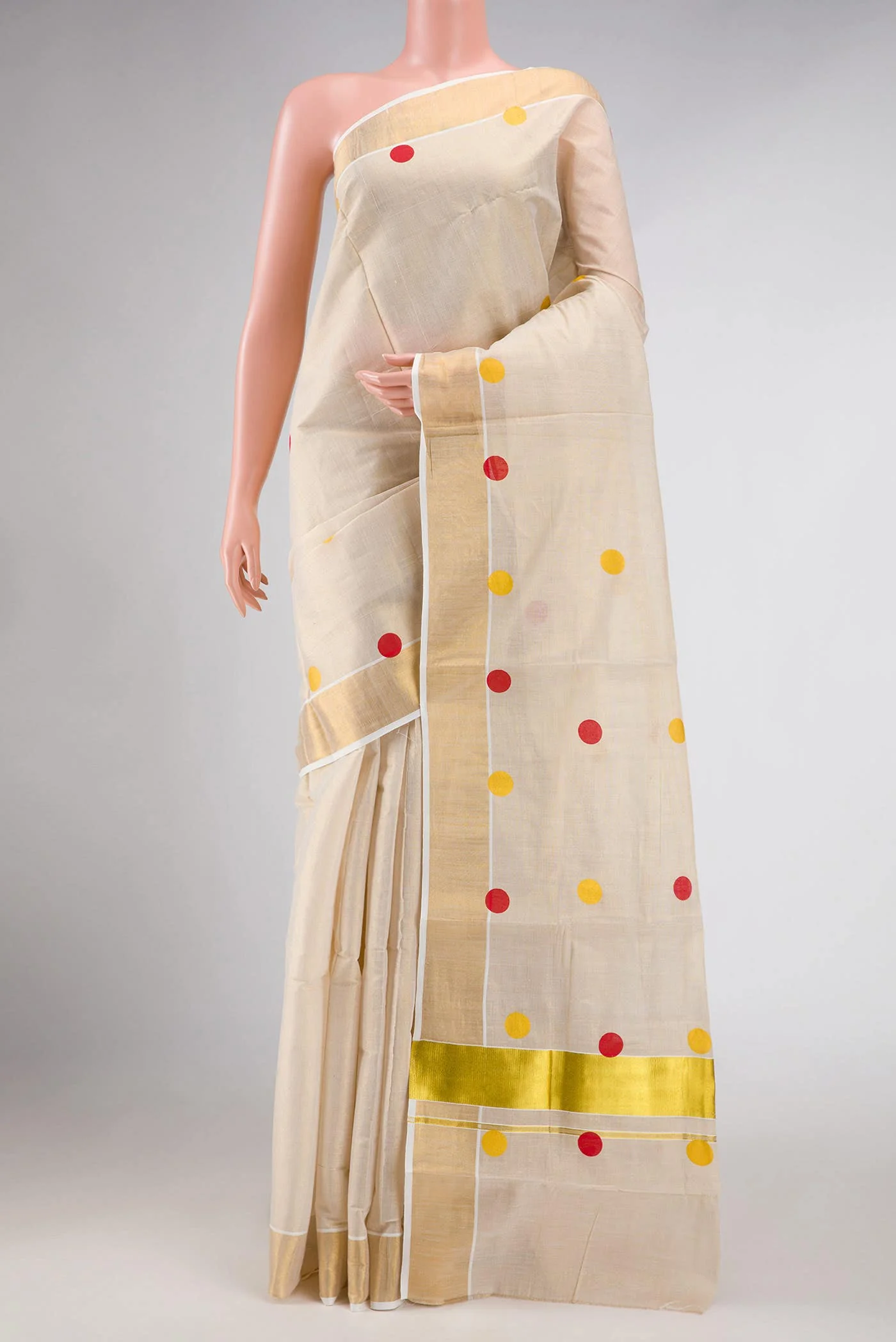 Gold Dual Tone Kerala Cotton Saree