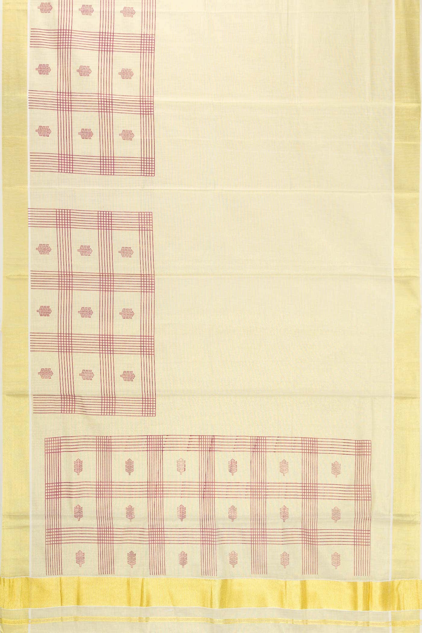 Gold Dual Tone Kerala Cotton Saree - Image 2