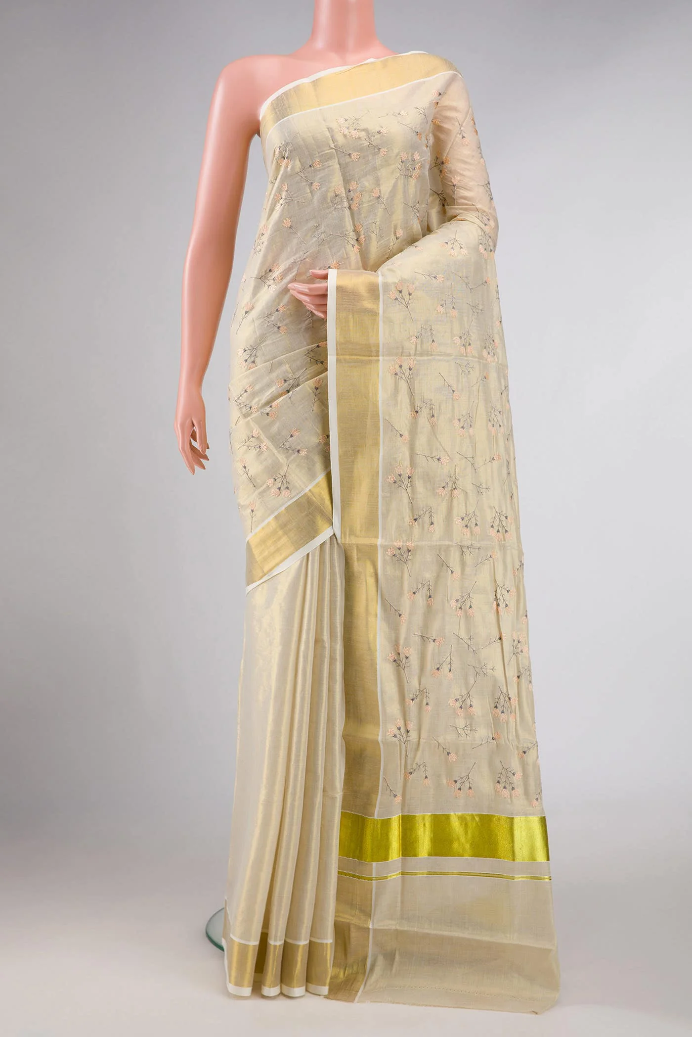 Gold Dual Tone Kerala Cotton Saree