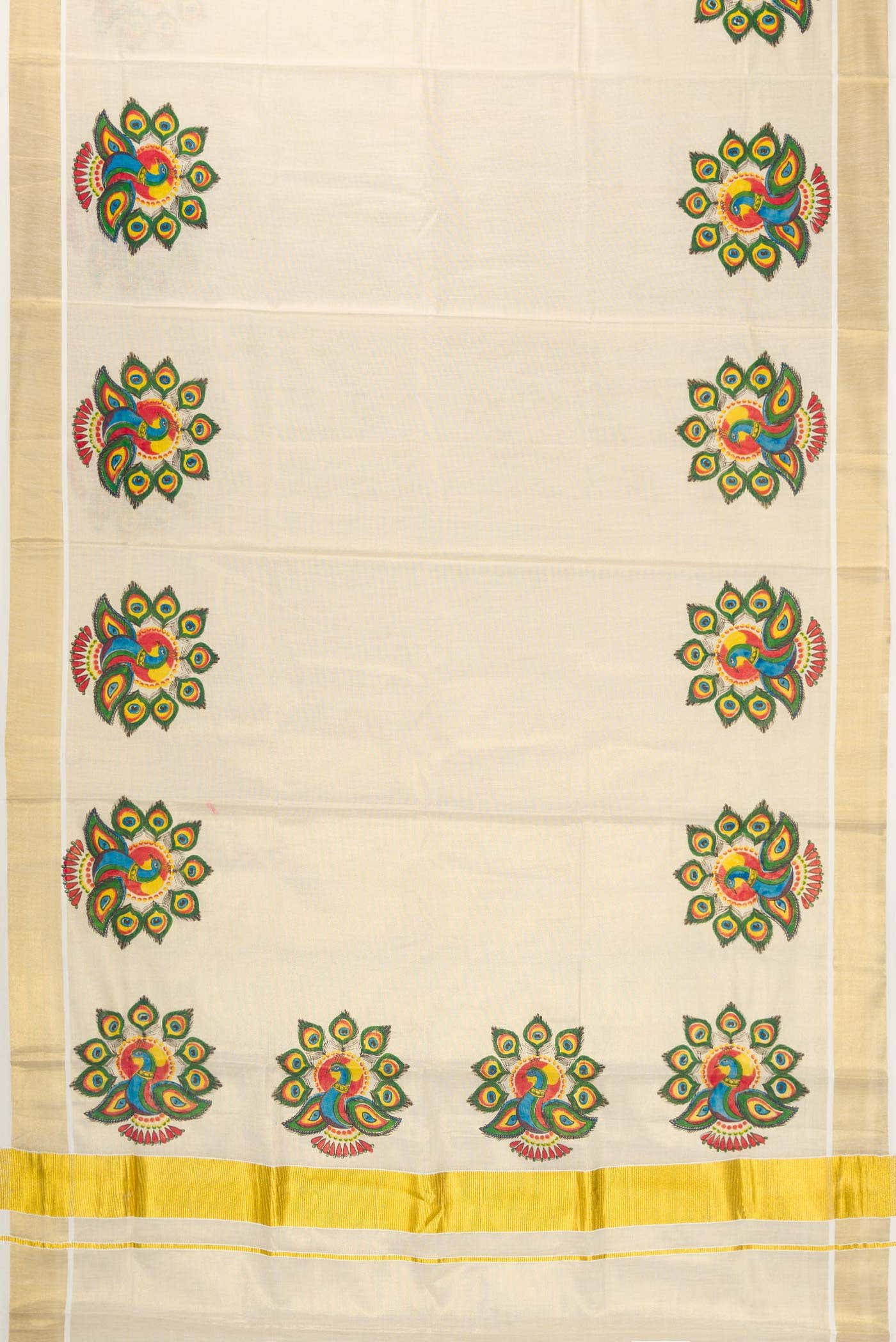 Gold Dual Tone Kerala Cotton Saree - Image 2