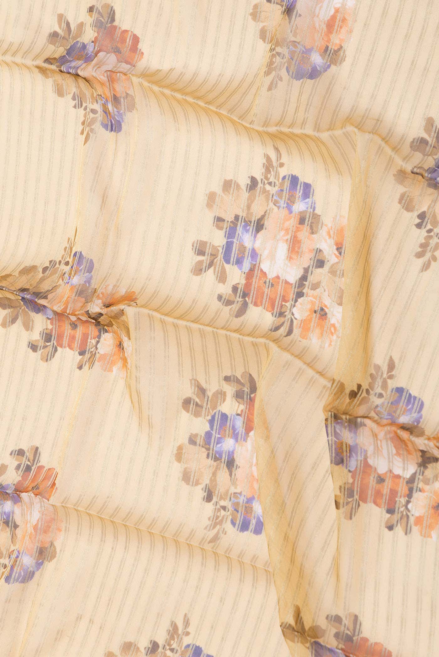 Gold Dual Tone Mysore Georgette Saree - Image 2