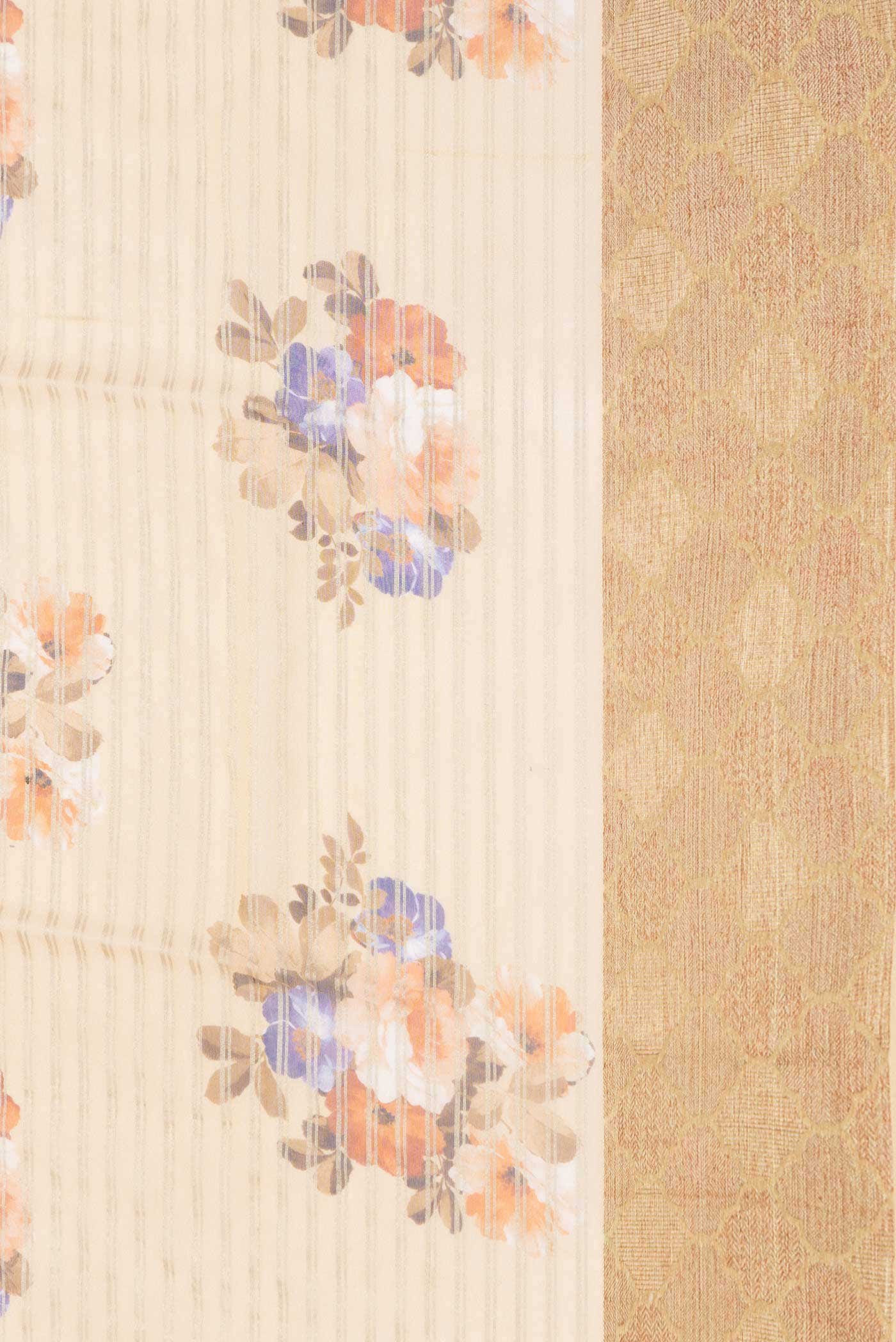 Gold Dual Tone Mysore Georgette Saree - Image 3