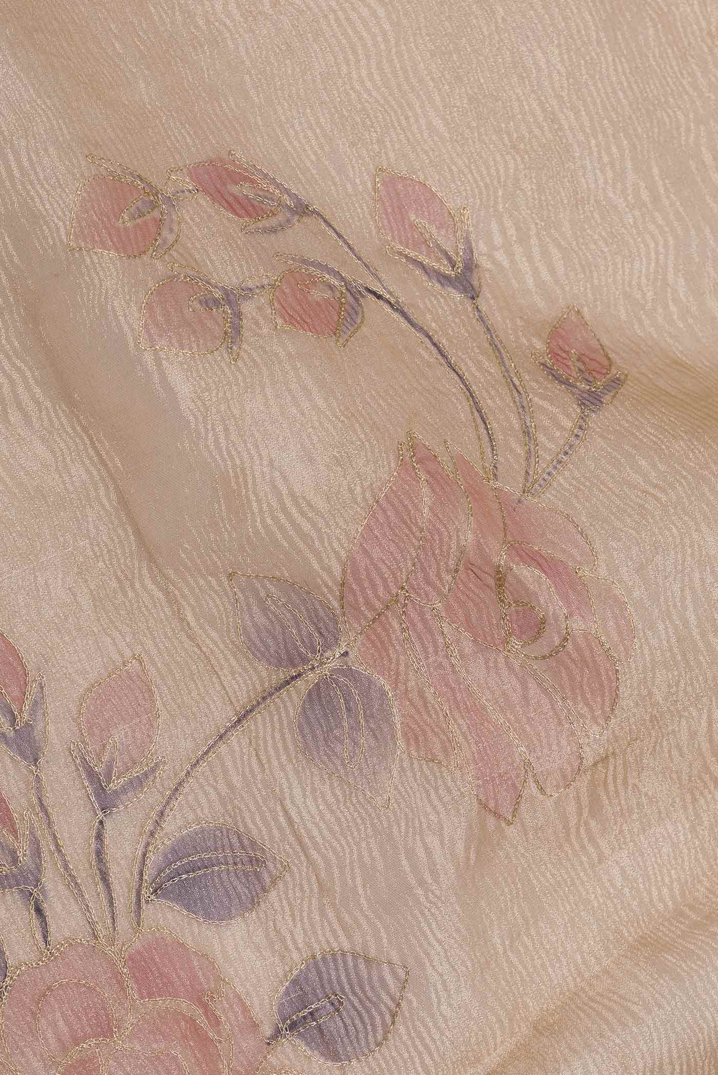Gold Dual Tone Organza Silk Saree - Image 2