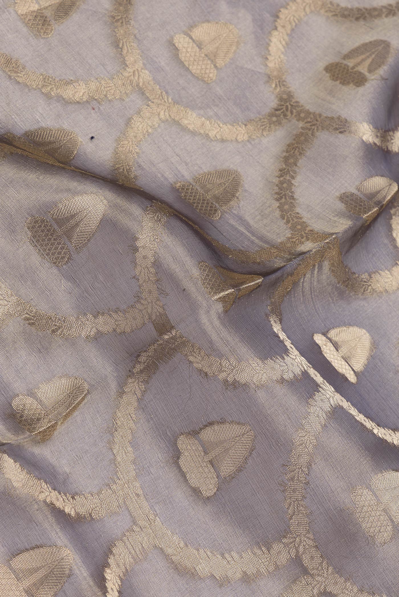 Gold Dual Tone Organza Silk Saree - Image 2