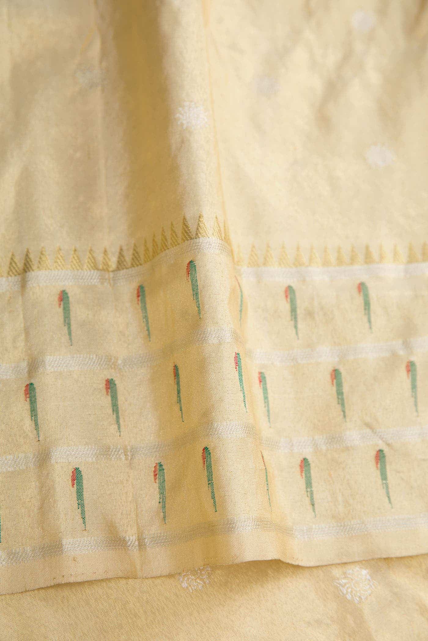 Gold Dual Tone Paithani Silk Saree - Image 6