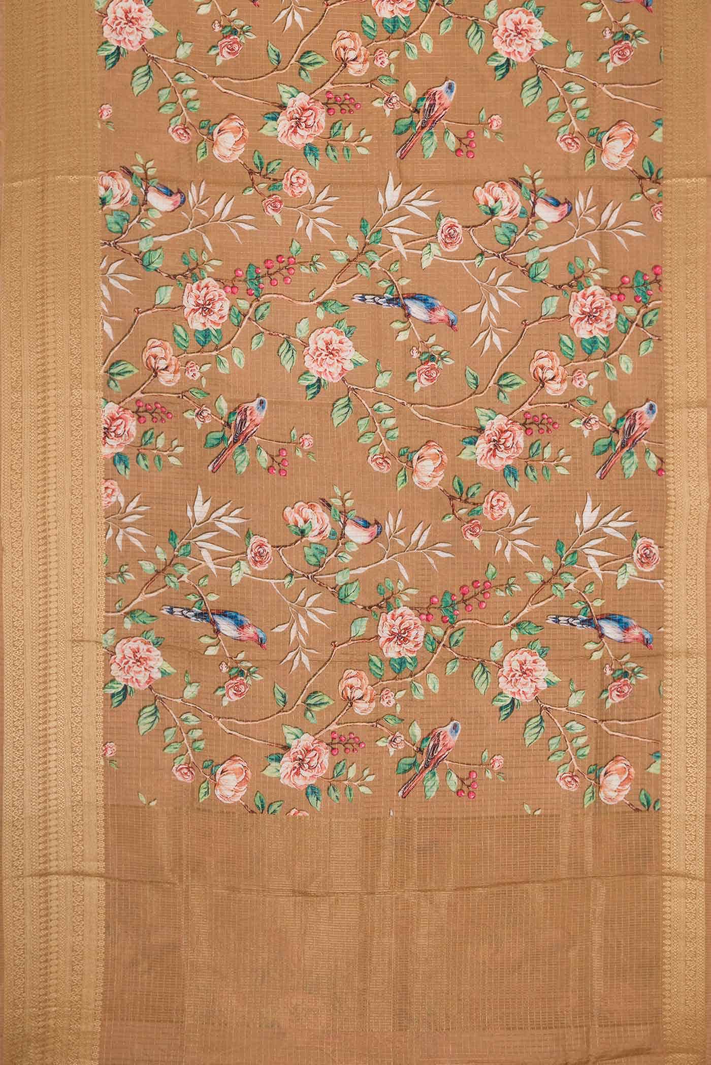 Gold Dual Tone Tussar Silk Saree - Image 2