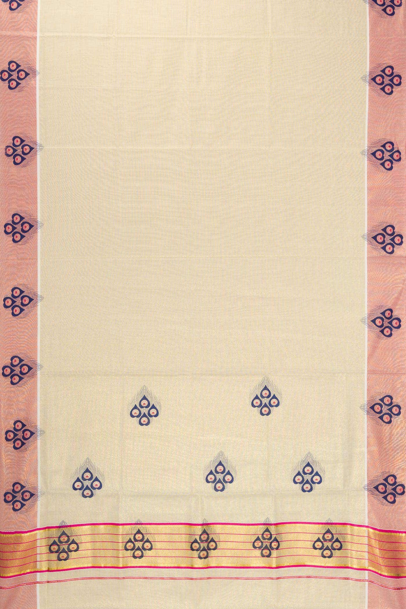 Gold Kerala Cotton Saree - Image 2