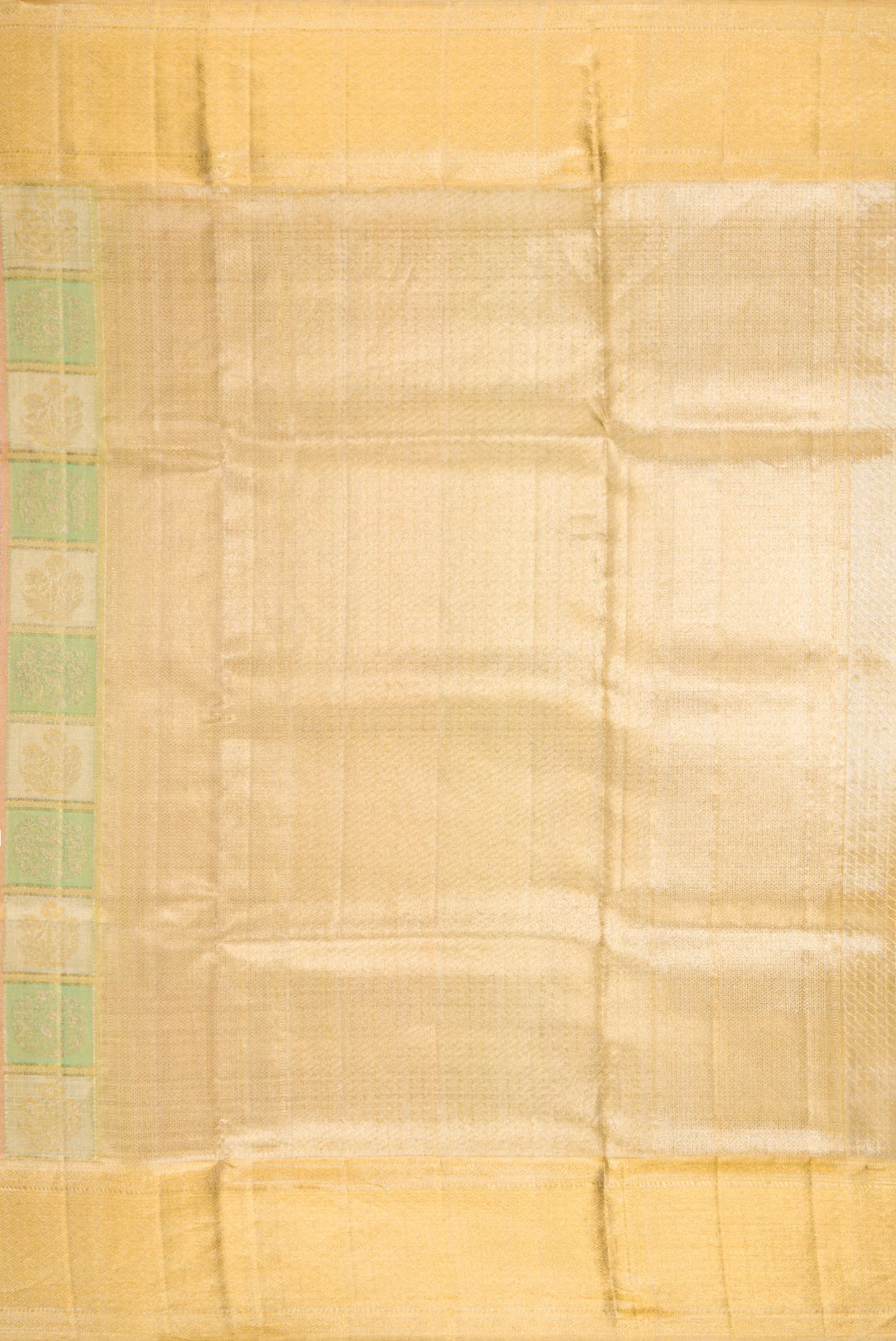 Gold, Pink and Green Color Kanjivaram Tissue Silk Saree - Image 7